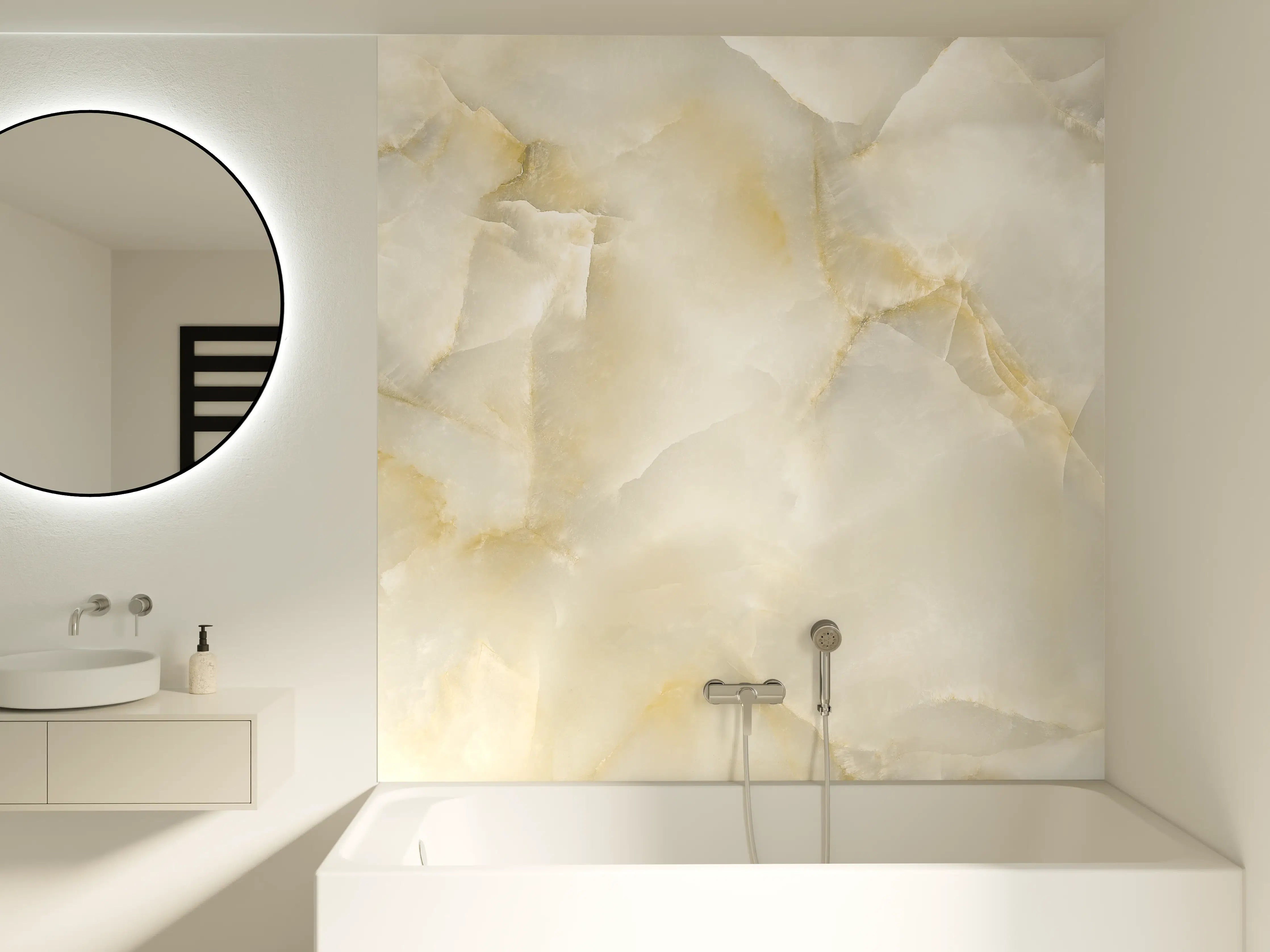 Badewannen-Rückwand - Polierter Terazzo Steinboden