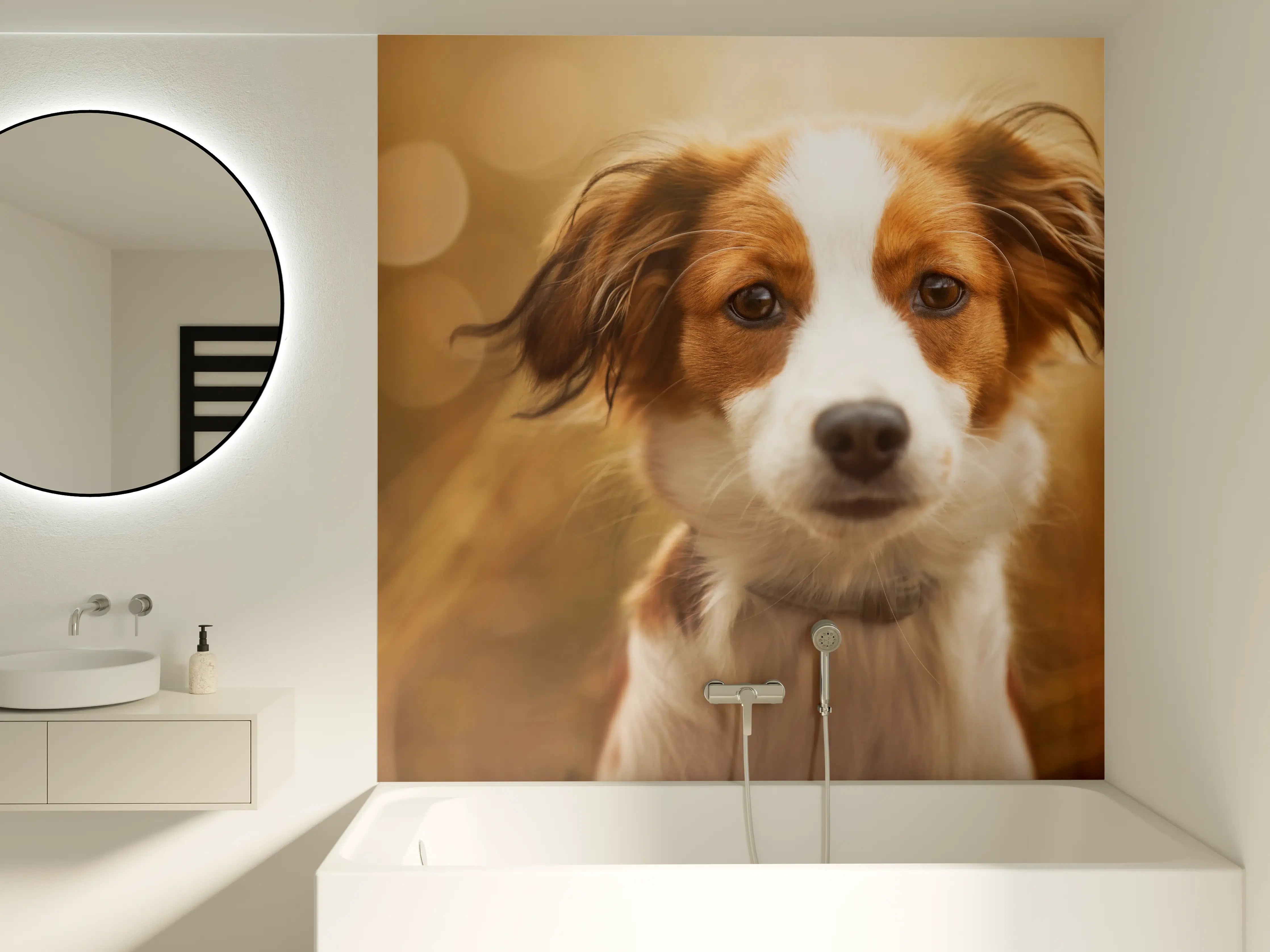 Badewannen-Rückwand - Portrait eines süßen Kooiker Hundes