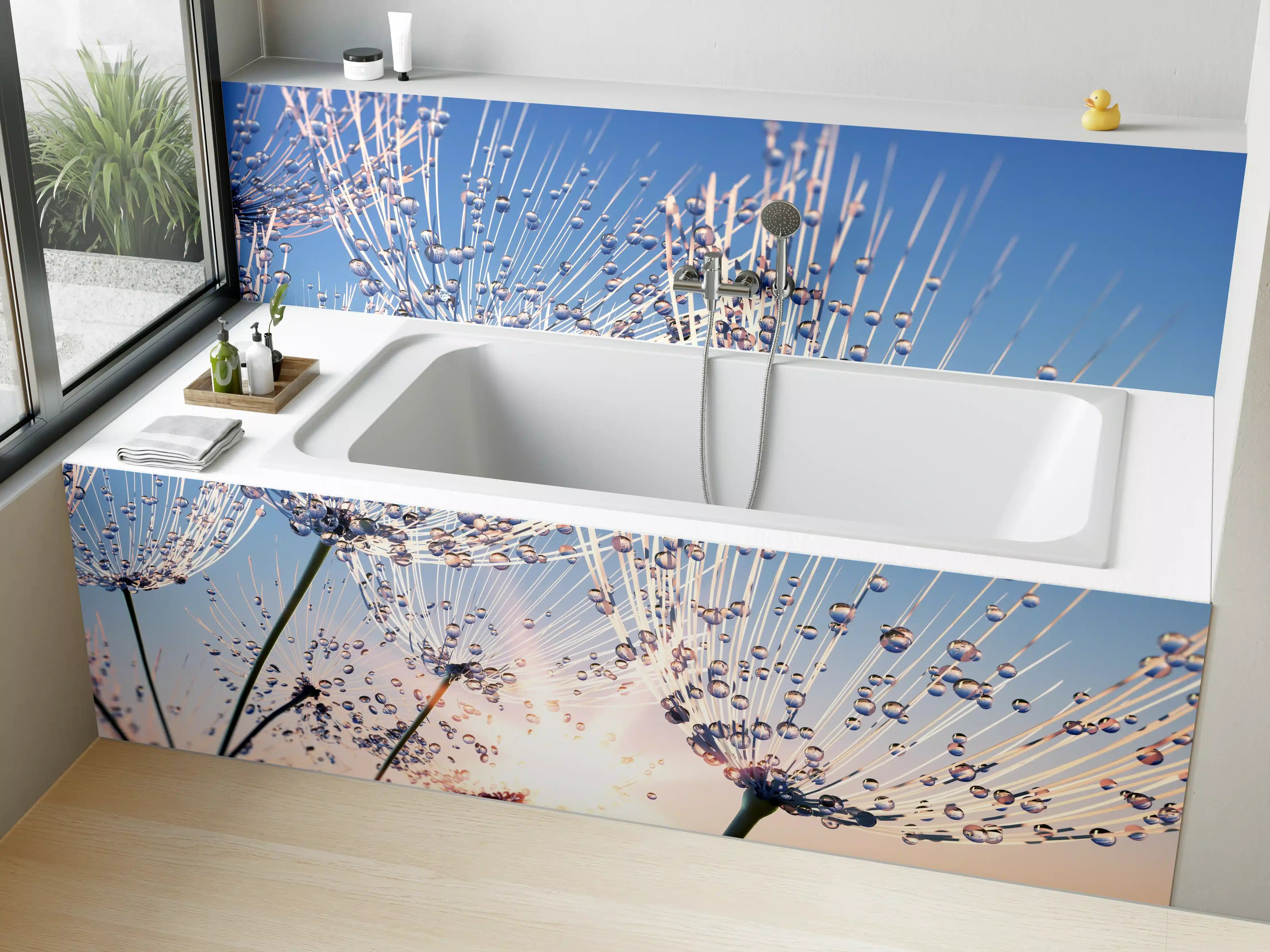 Badewannen-Rückwand - Pusteblume mit Tautropfen