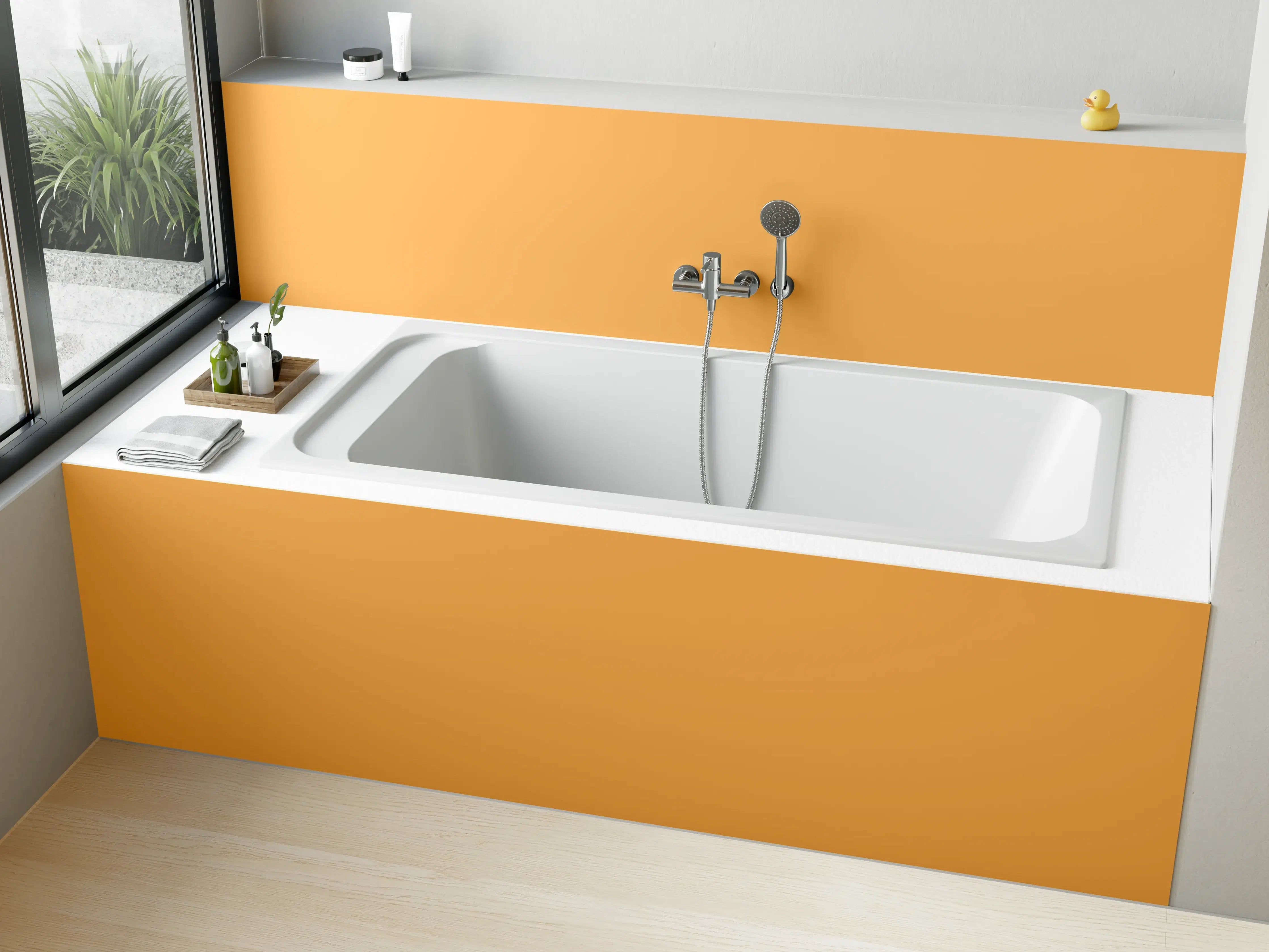 Badewannen-Rückwand - RAL 1034 (Pastellgelb)