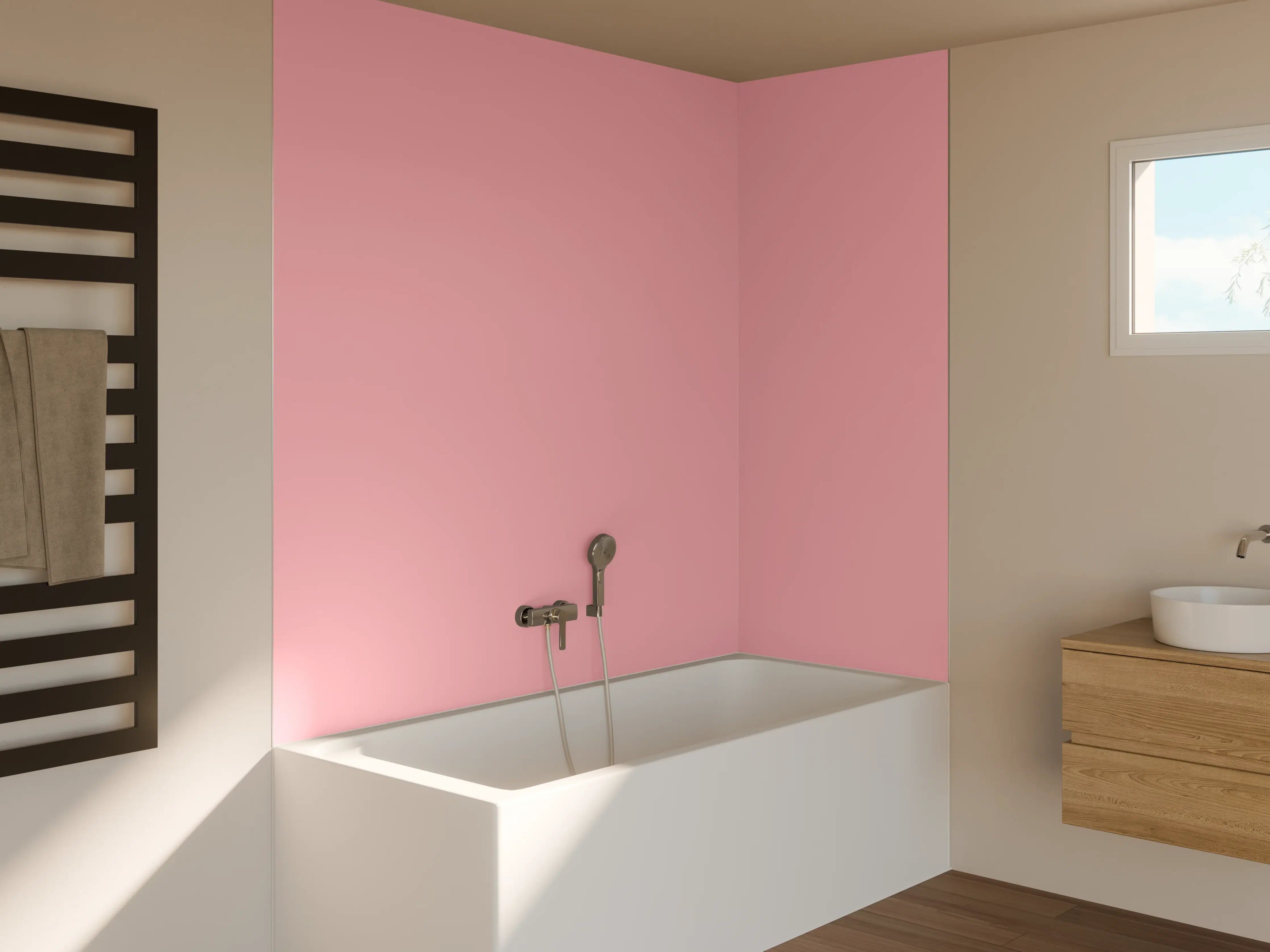 Badewannen-Rückwand - RAL 3015 (Hellrosa)