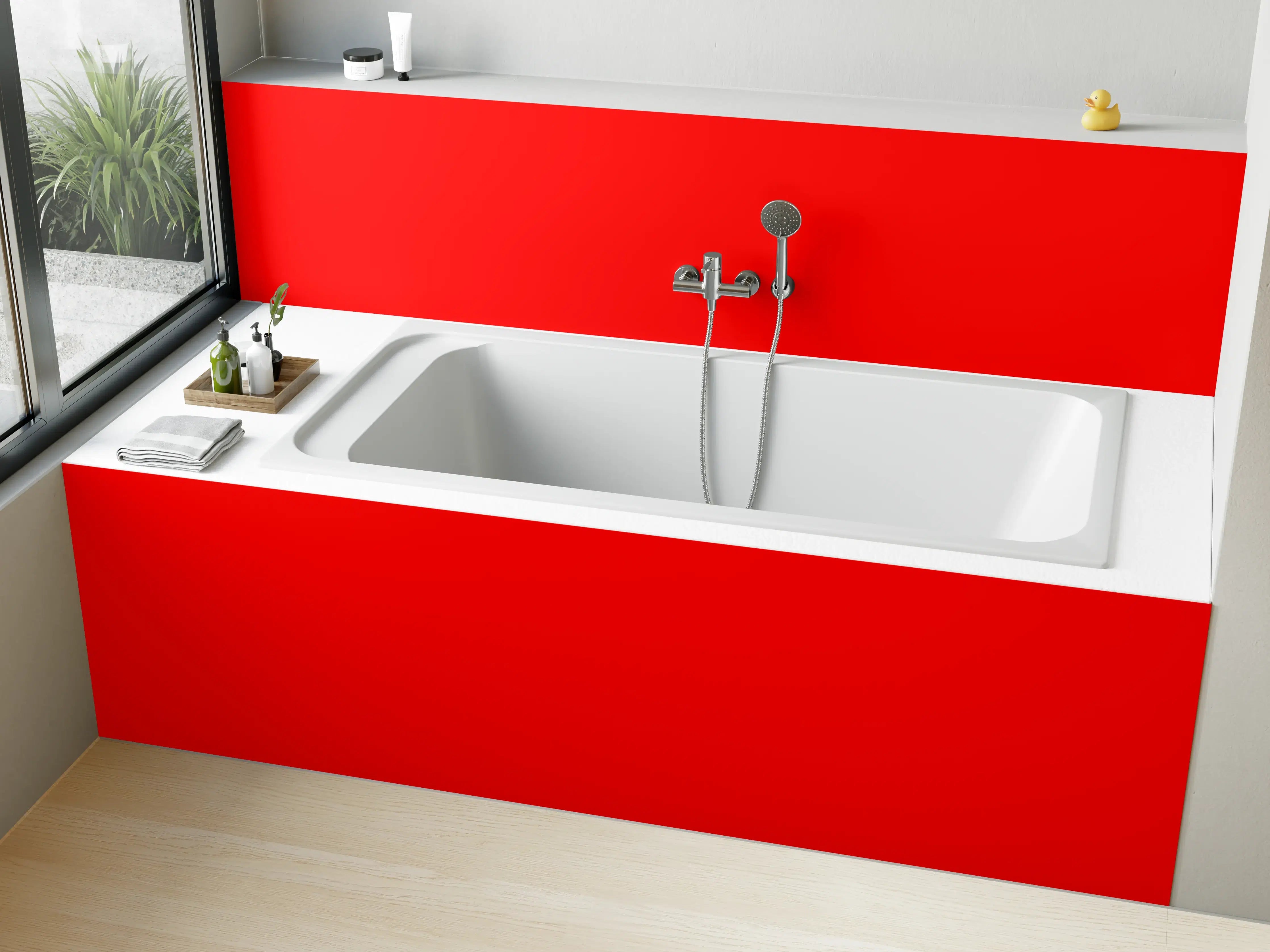 Badewannen-Rückwand - RAL 3024 (leuchtendes Rot)