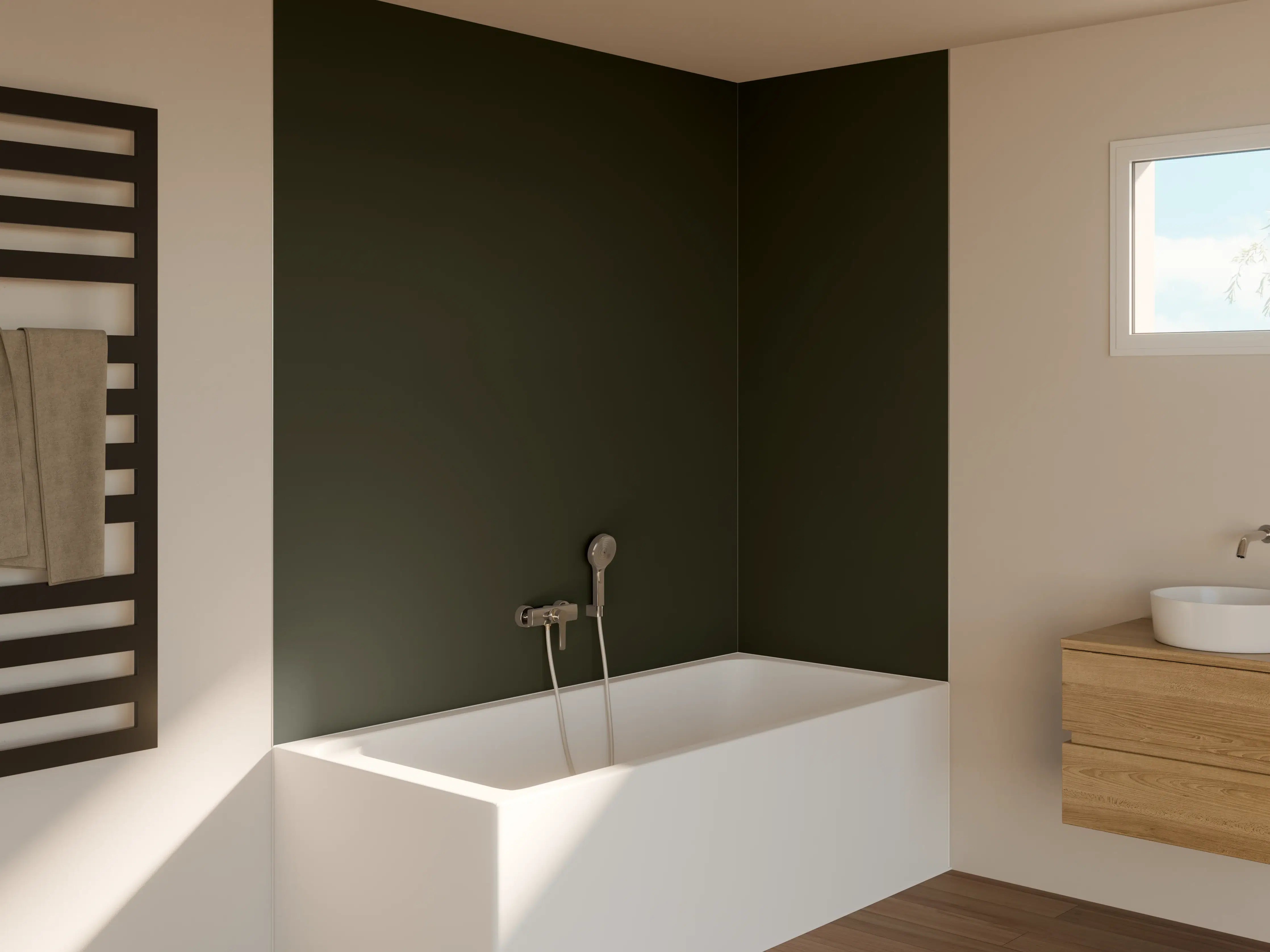 Badewannen-Rückwand - RAL 6008 (Braungrün)