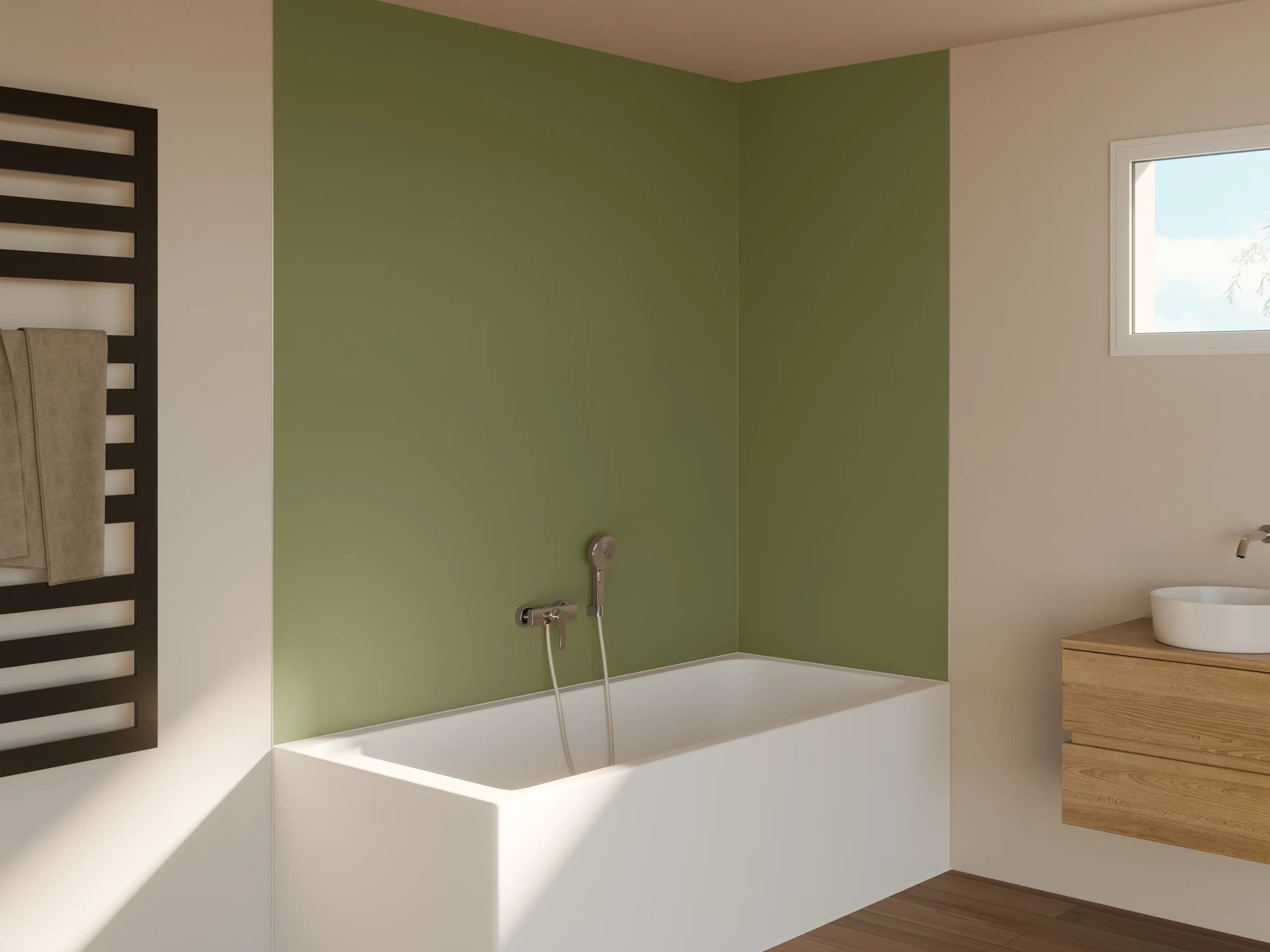 Badewannen-Rückwand - RAL 6013 (Schilfgrün)