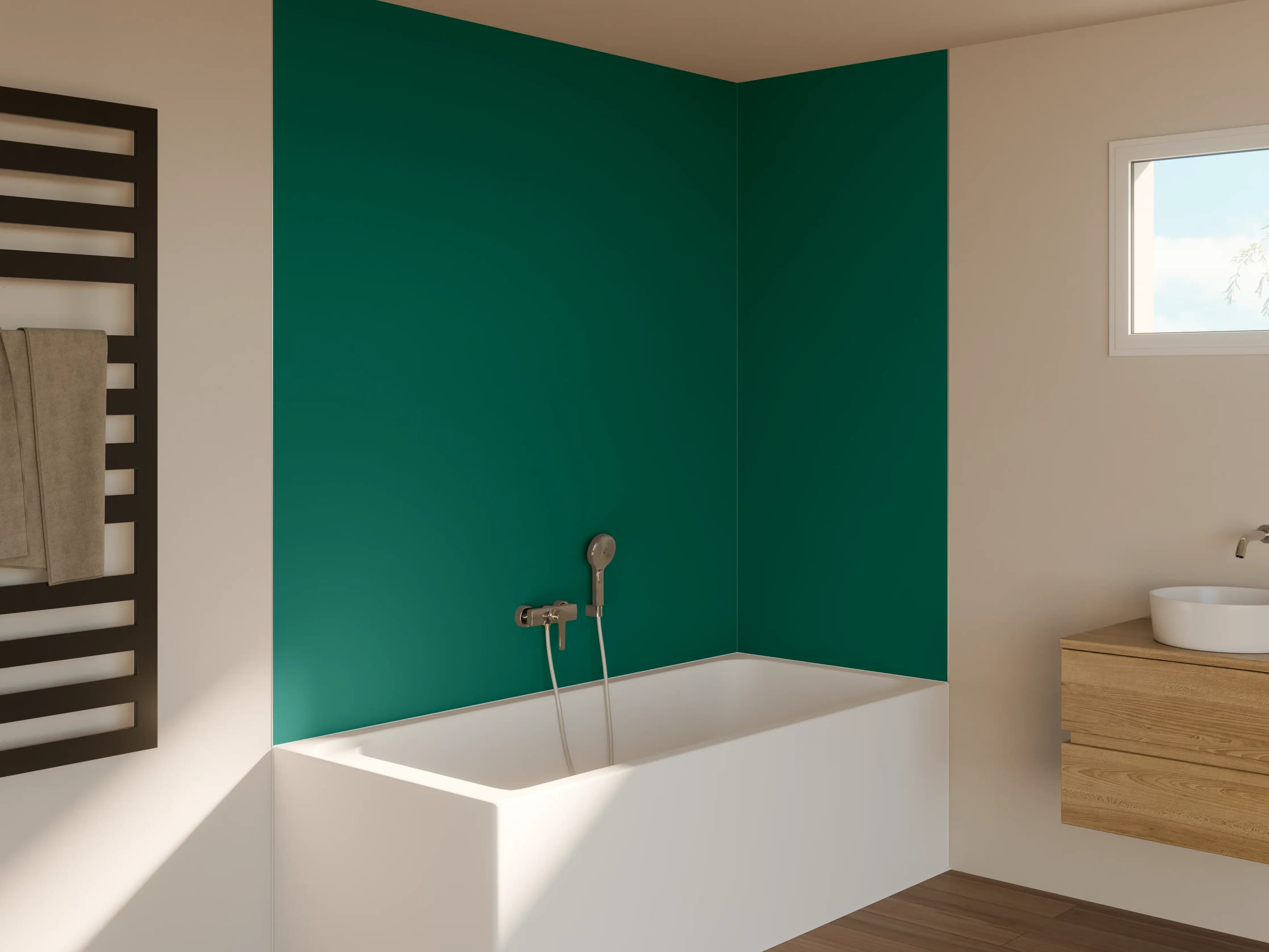 Badewannen-Rückwand - RAL 6026 (Opalgrün)