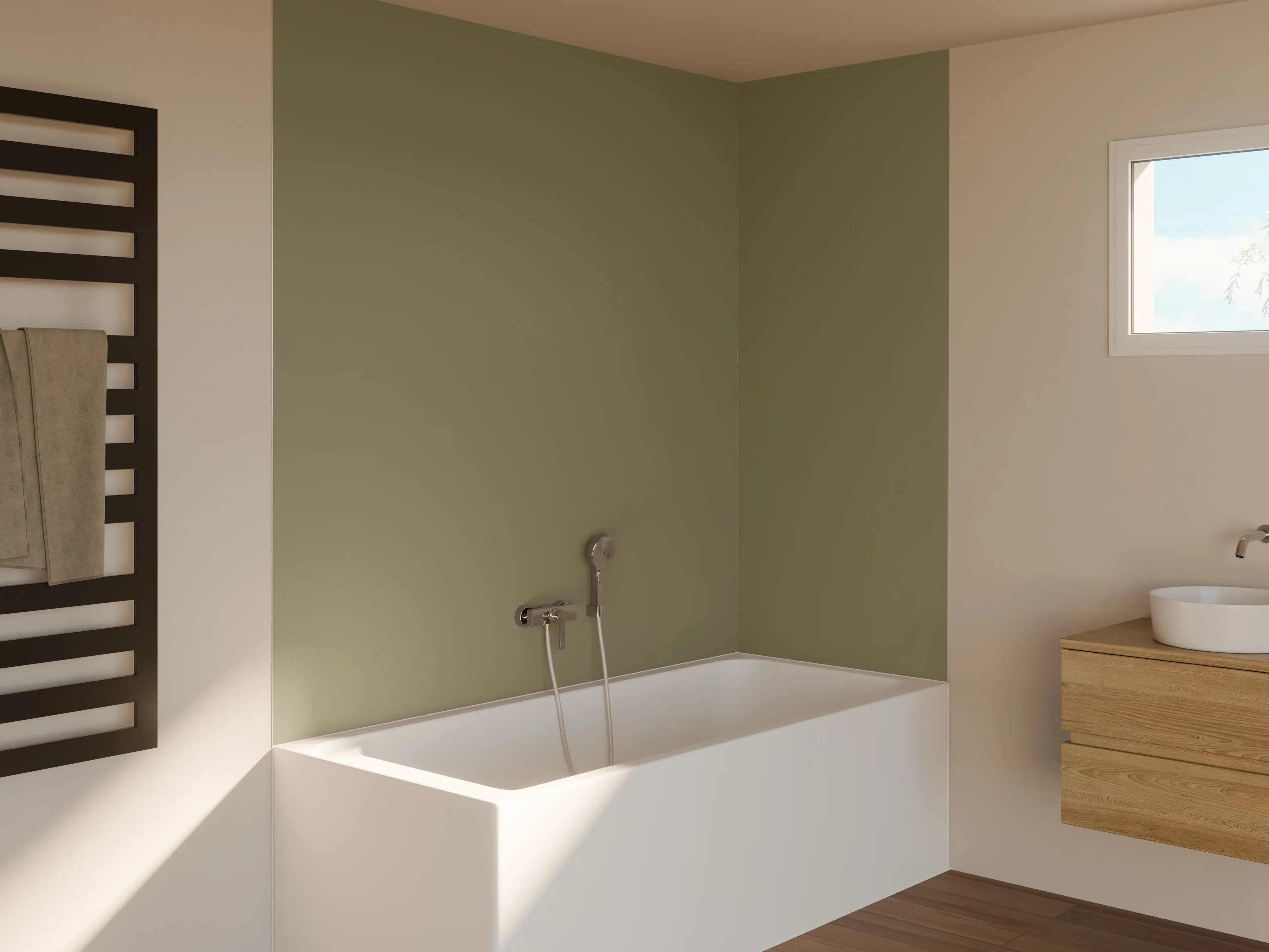 Badewannen-Rückwand - RAL 7002 (Olivgrau)