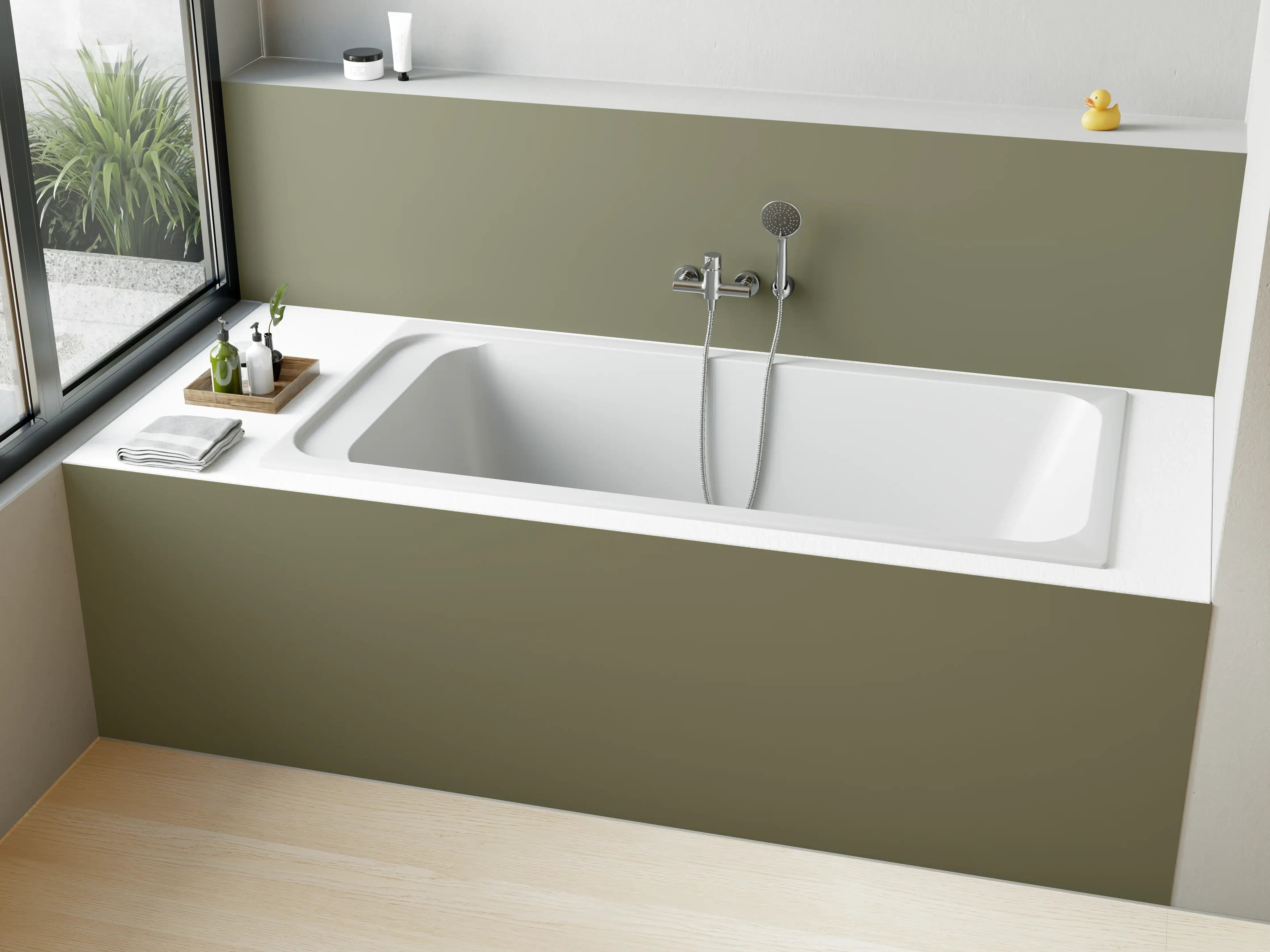 Badewannen-Rückwand - RAL 7002 (Olivgrau)