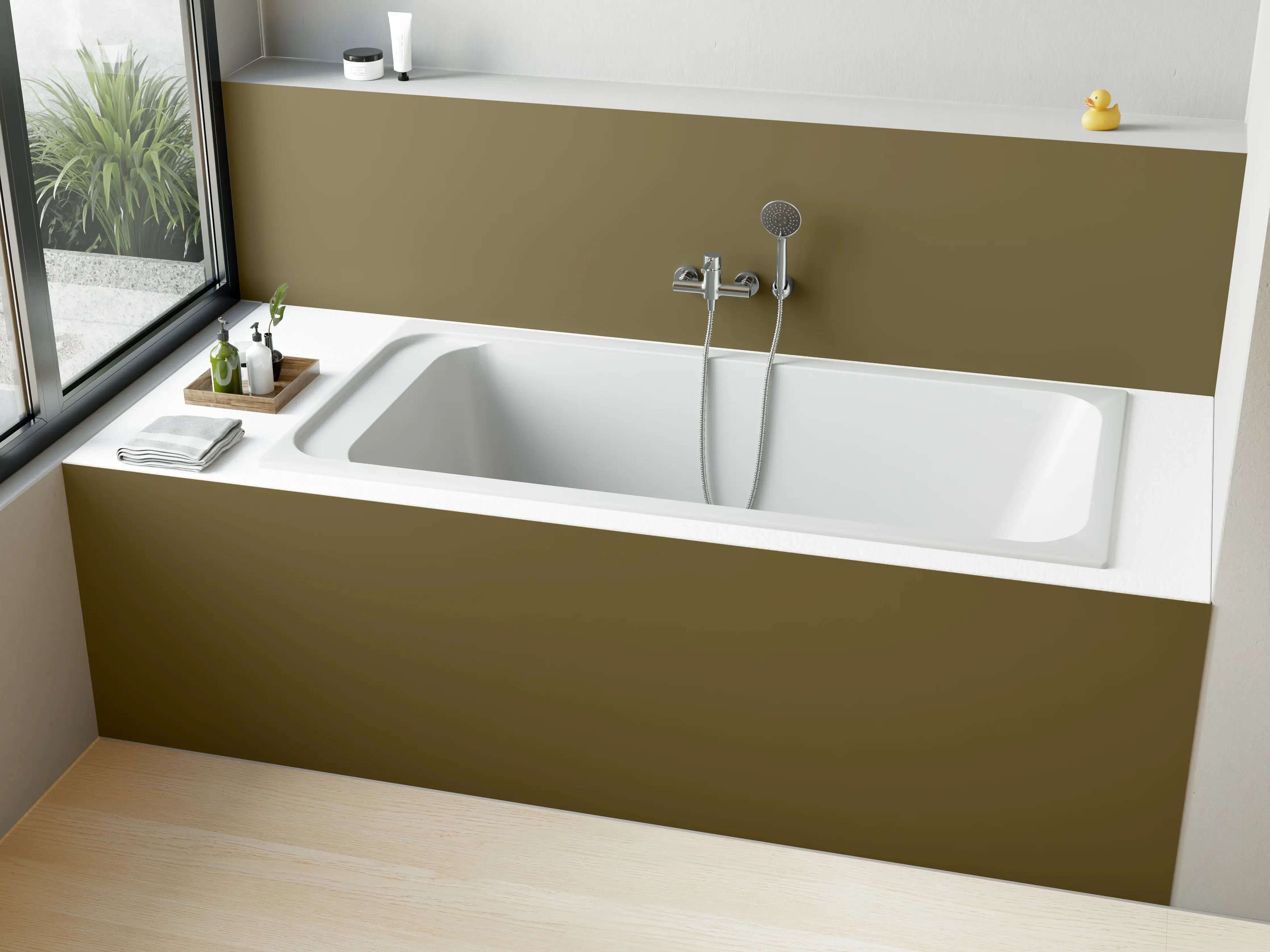 Badewannen-Rückwand - RAL 7008 (Khaki grau)