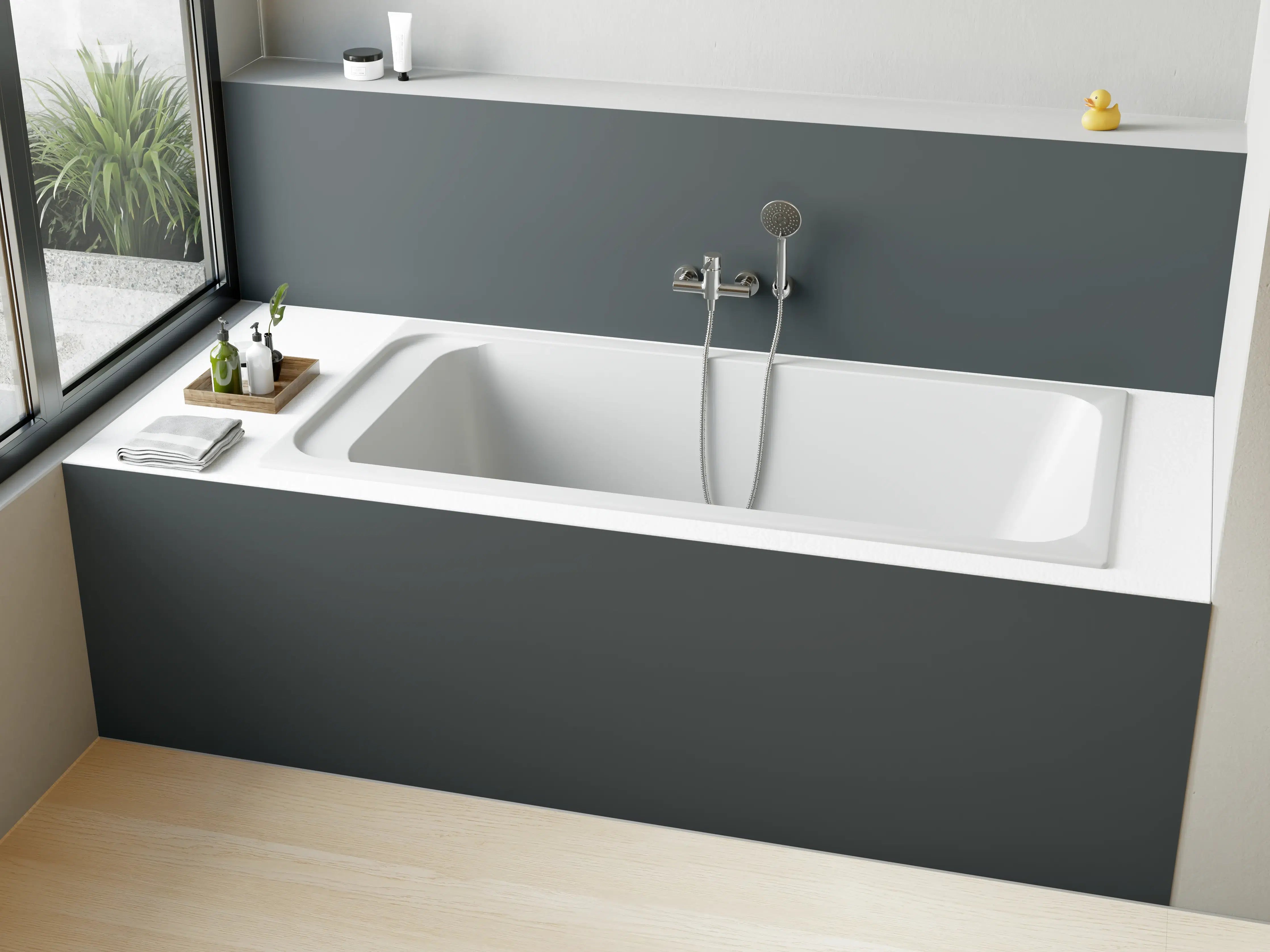 Badewannen-Rückwand - RAL 7011 (Eisengrau)