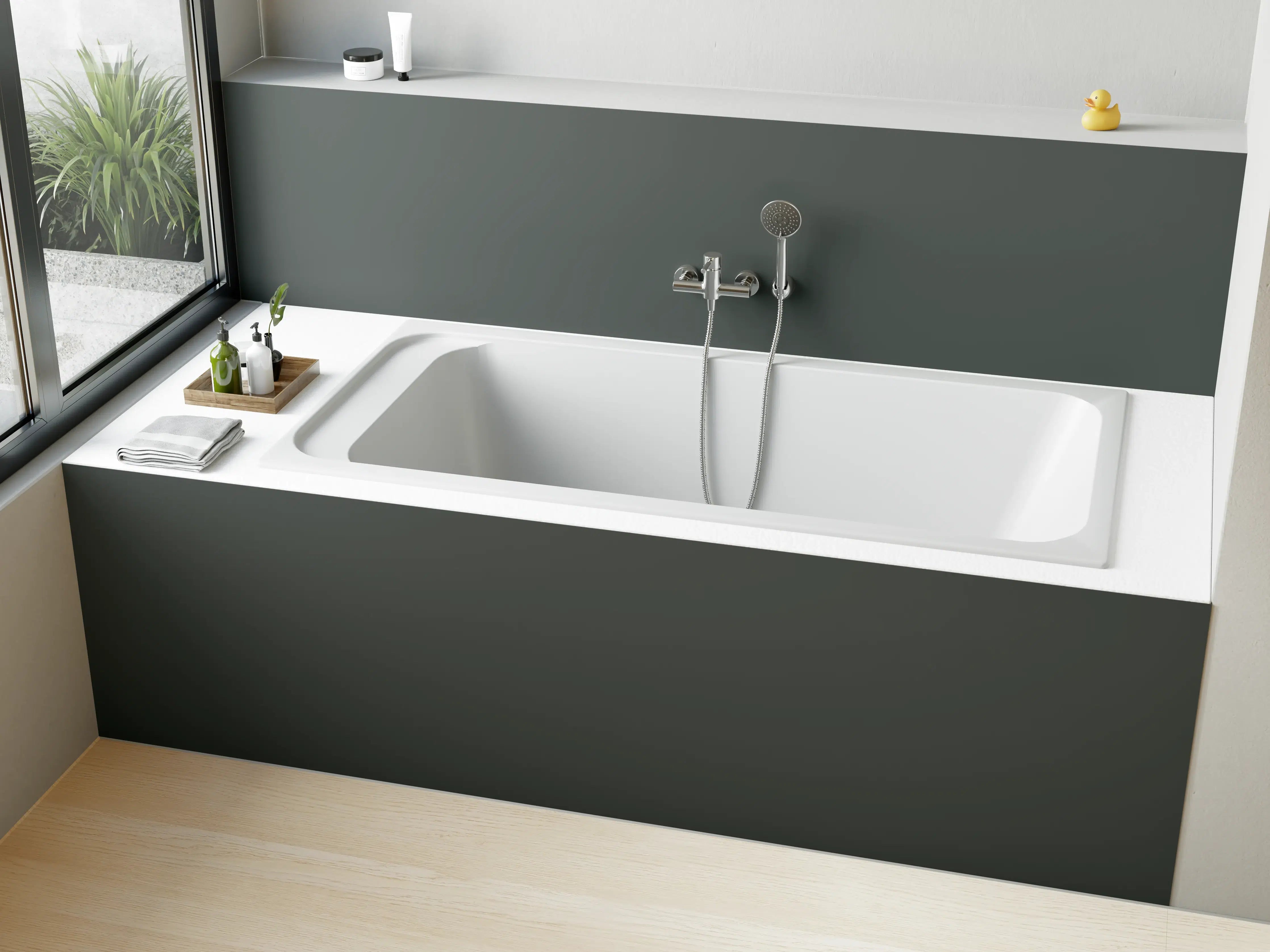 Badewannen-Rückwand - RAL 7043 (Verkehrsgrau B)