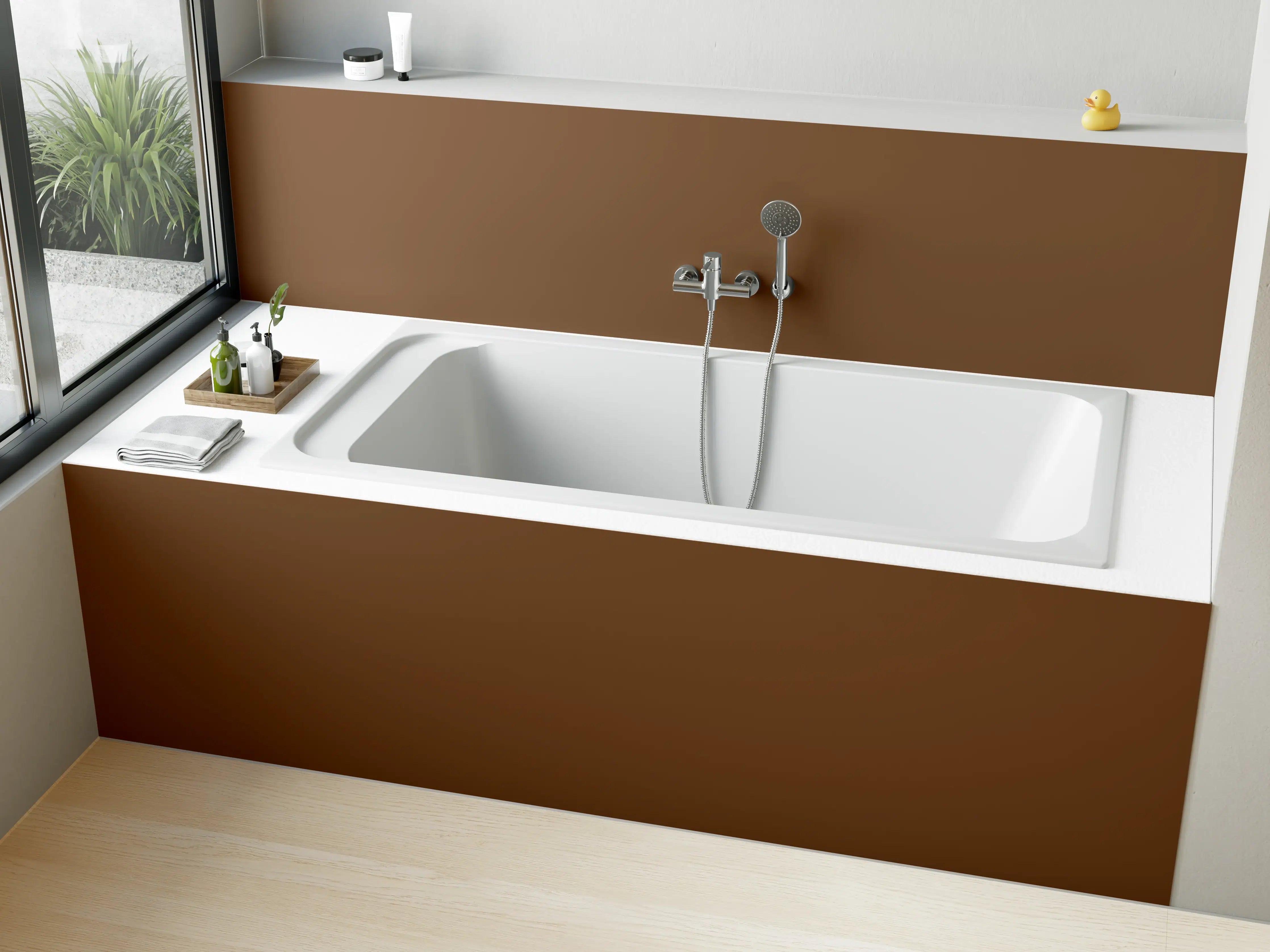 Badewannen-Rückwand - RAL 8007 (Rehbraun)