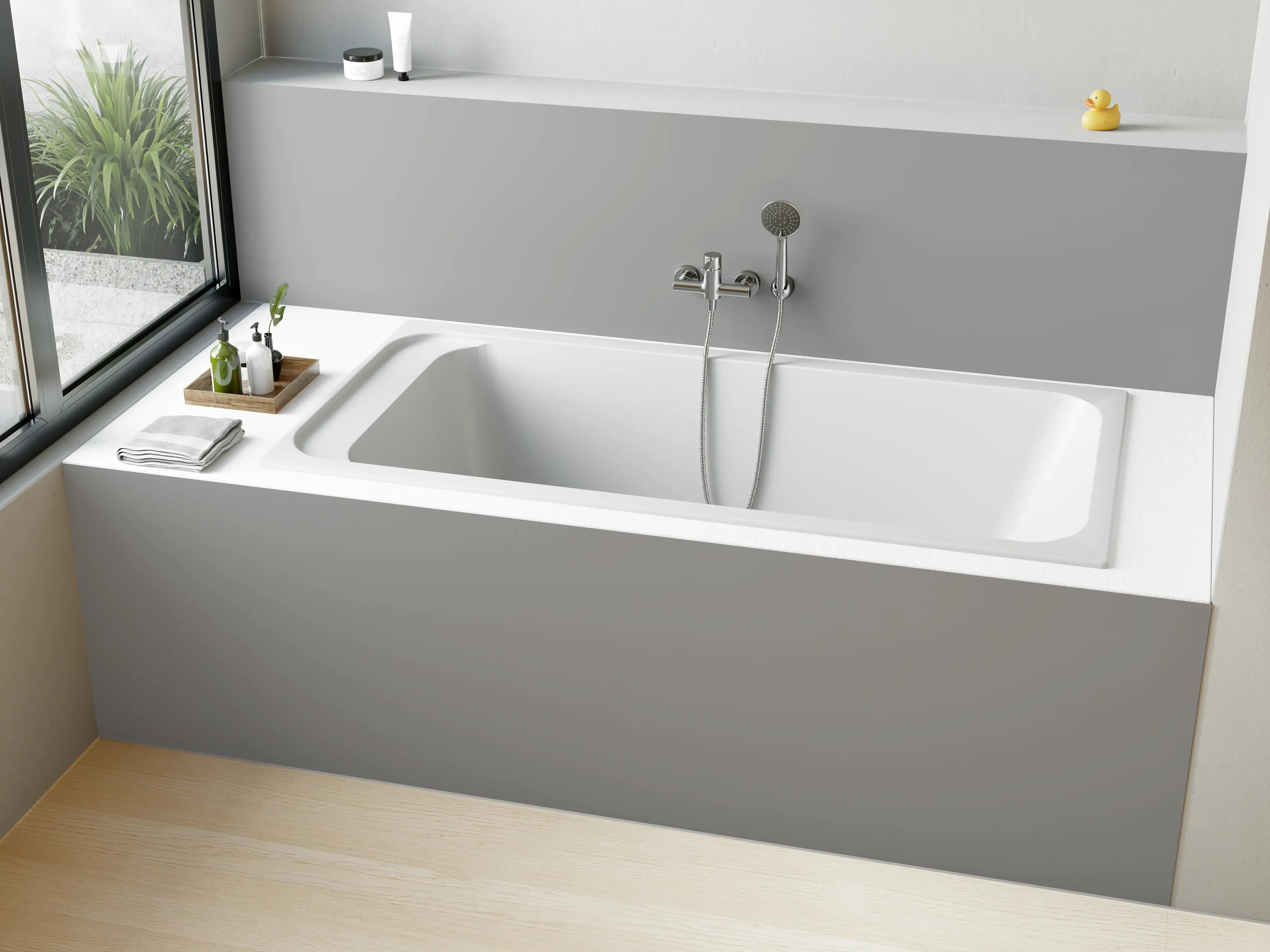 Badewannen-Rückwand - RAL 9022 (Perlhellgrau)