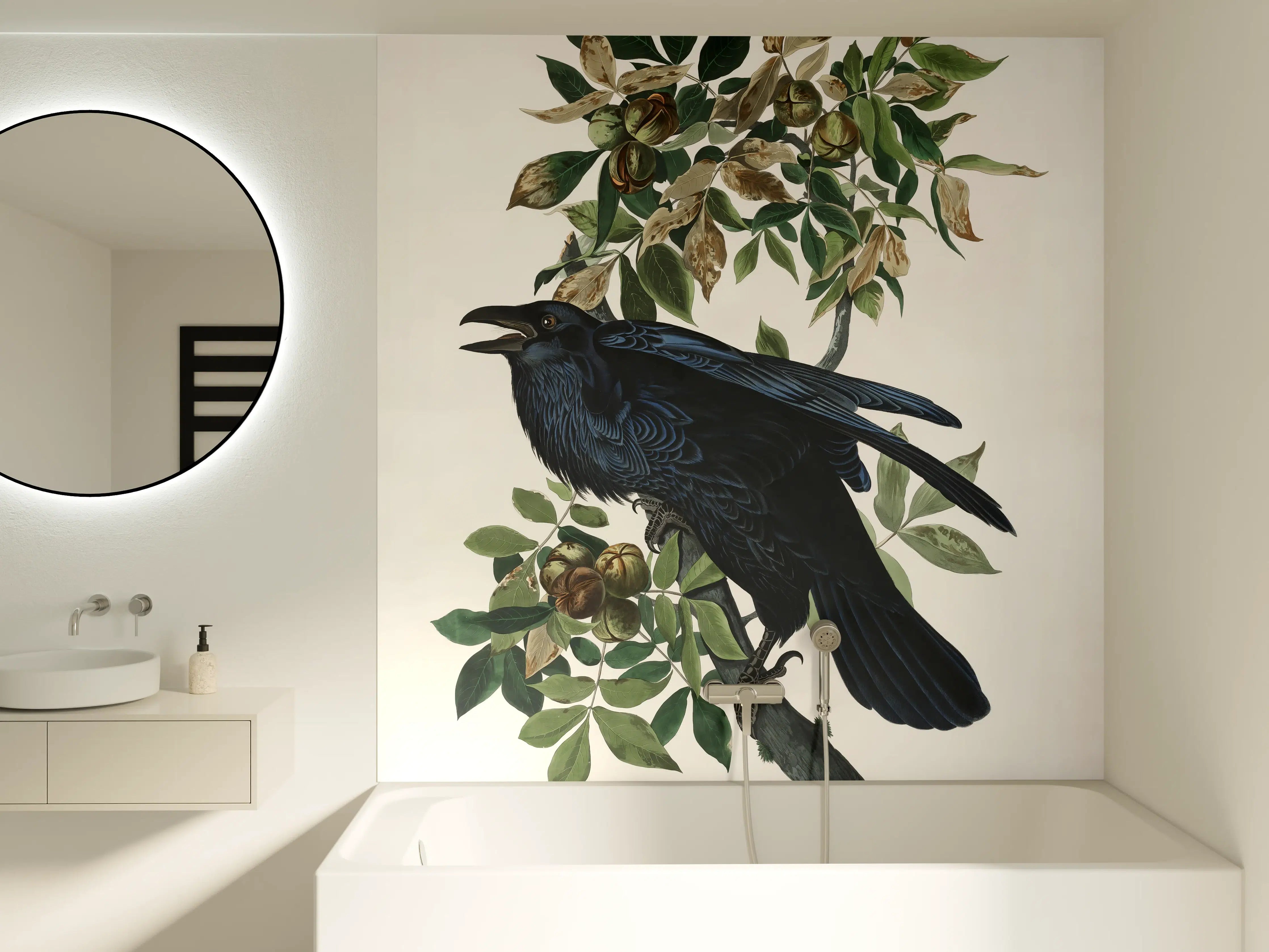 Badewannen-Rückwand - Raben Portrait - John James Audubon