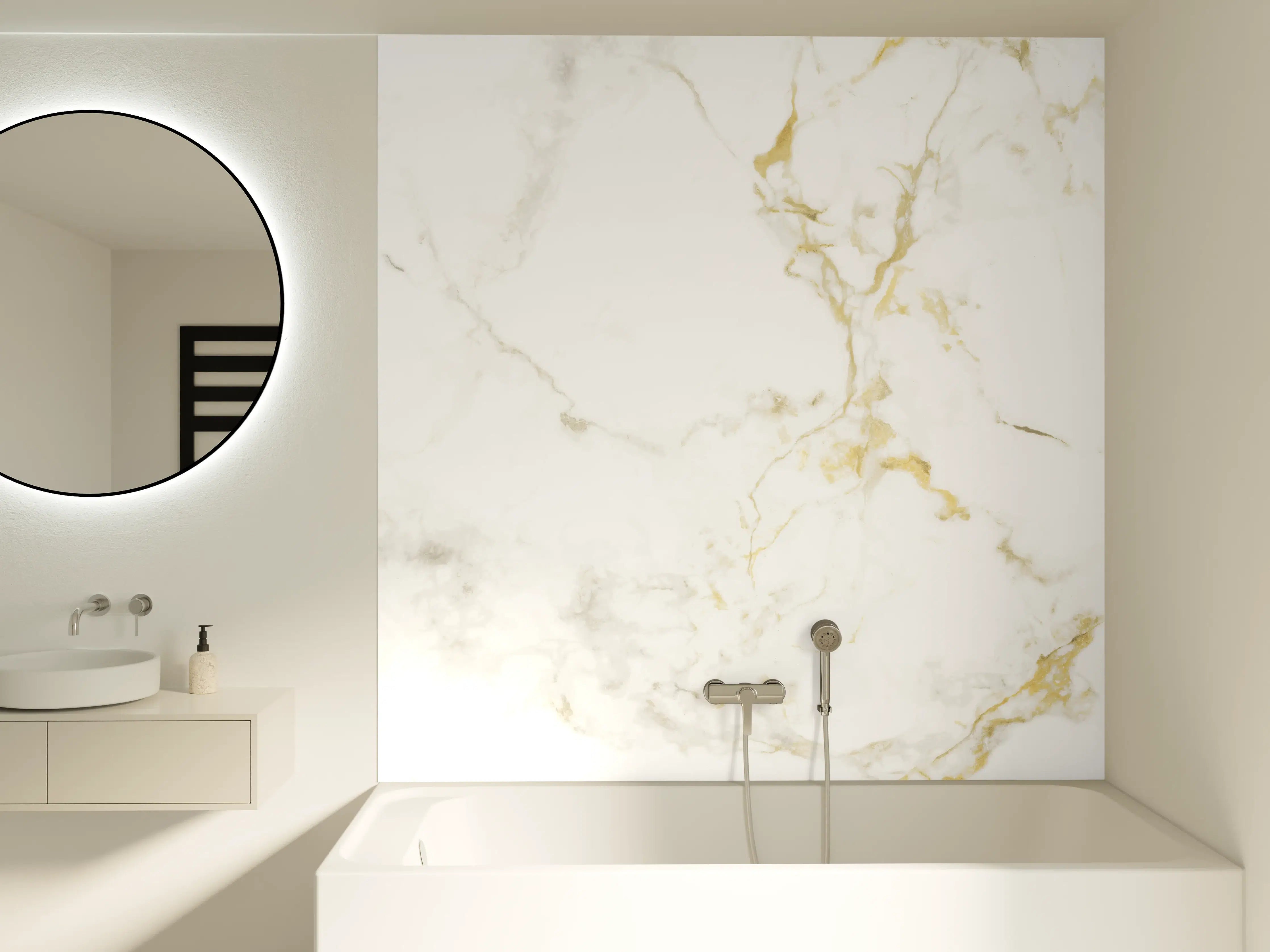 Badewannen-Rückwand - Realistische Goldmarmor Textur