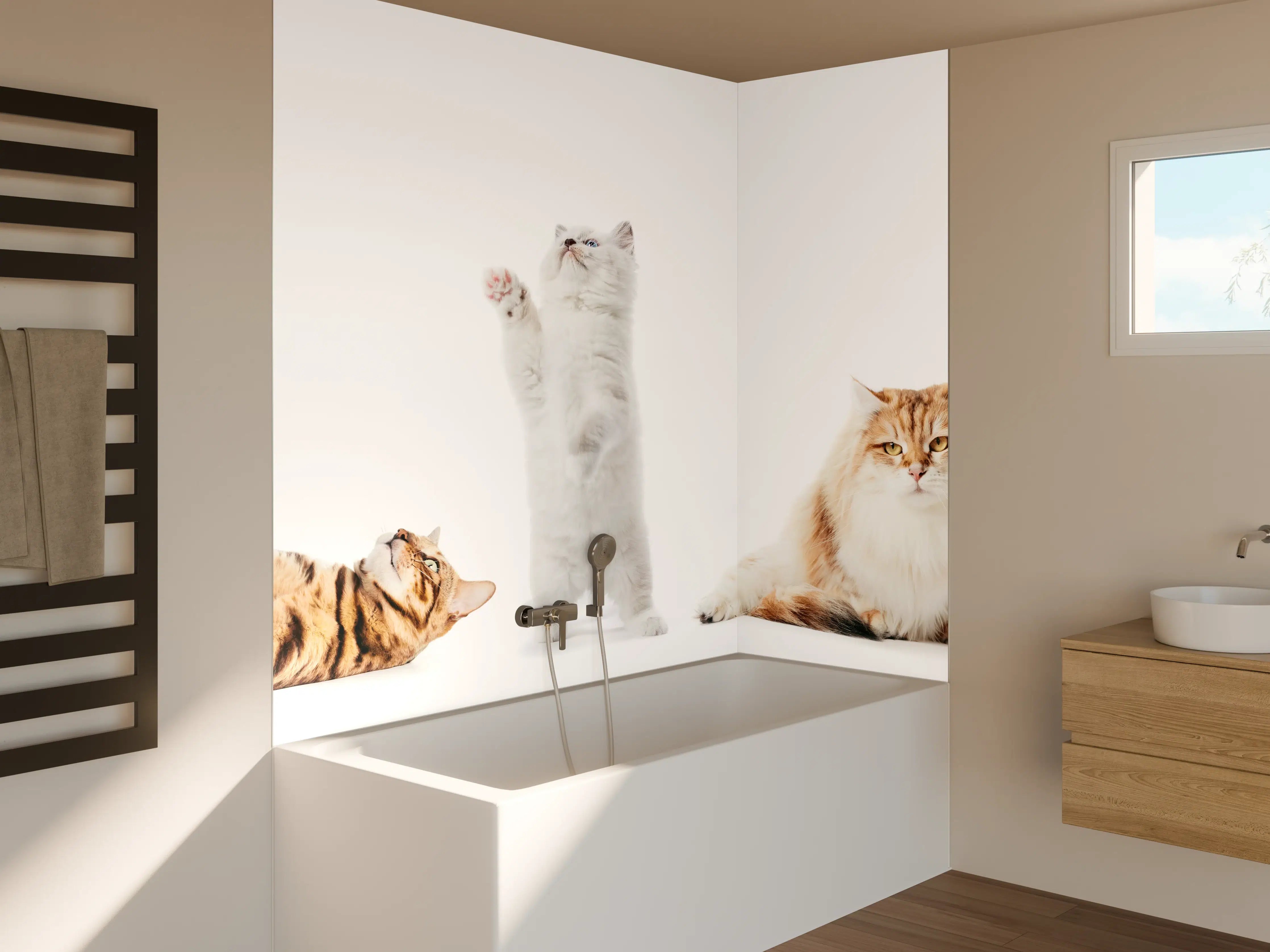 Badewannen-Rückwand - Reinrassige Katzen Weiß-Sammlung