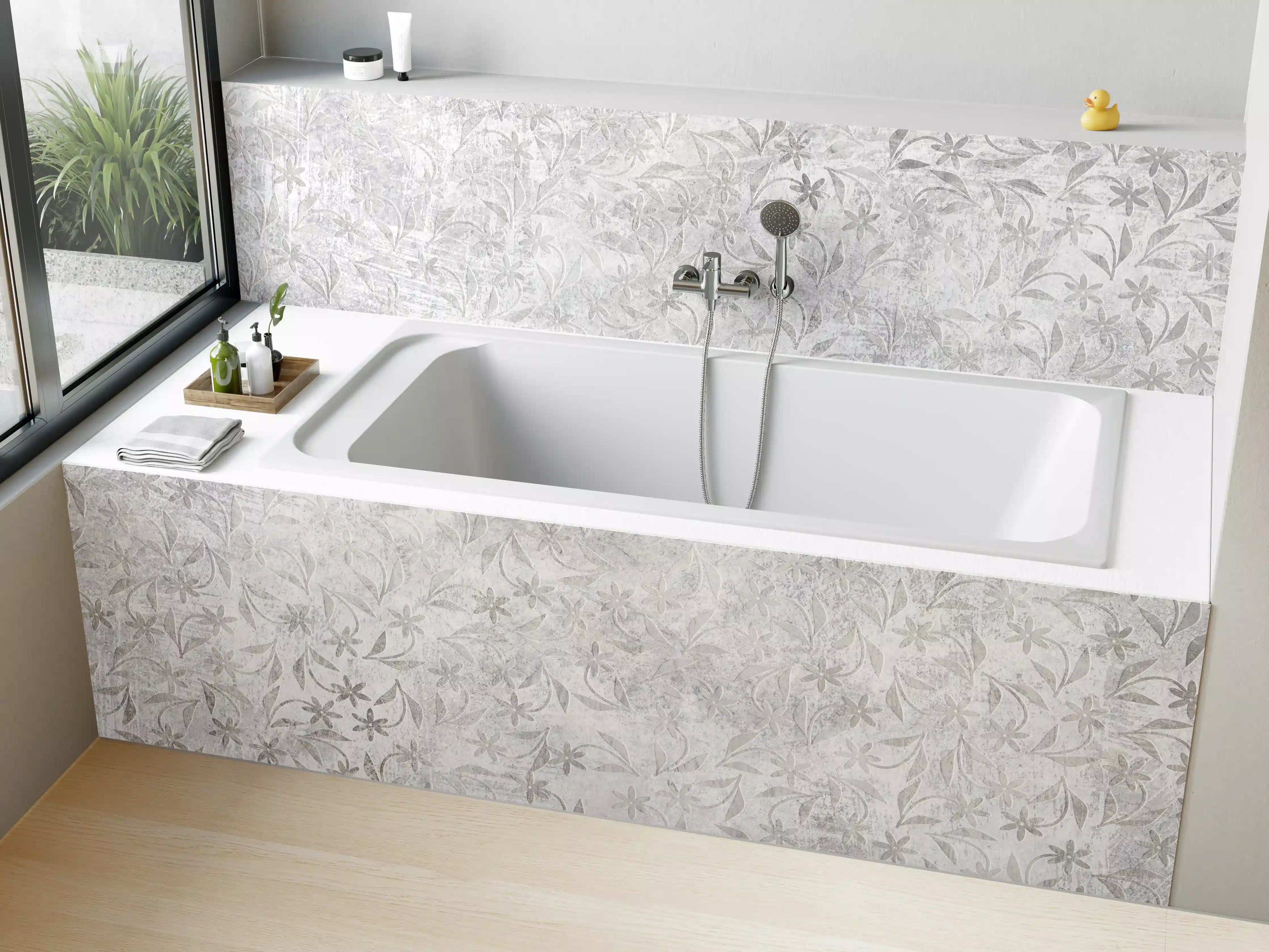 Badewannen-Rückwand - Retro Blumen Textur