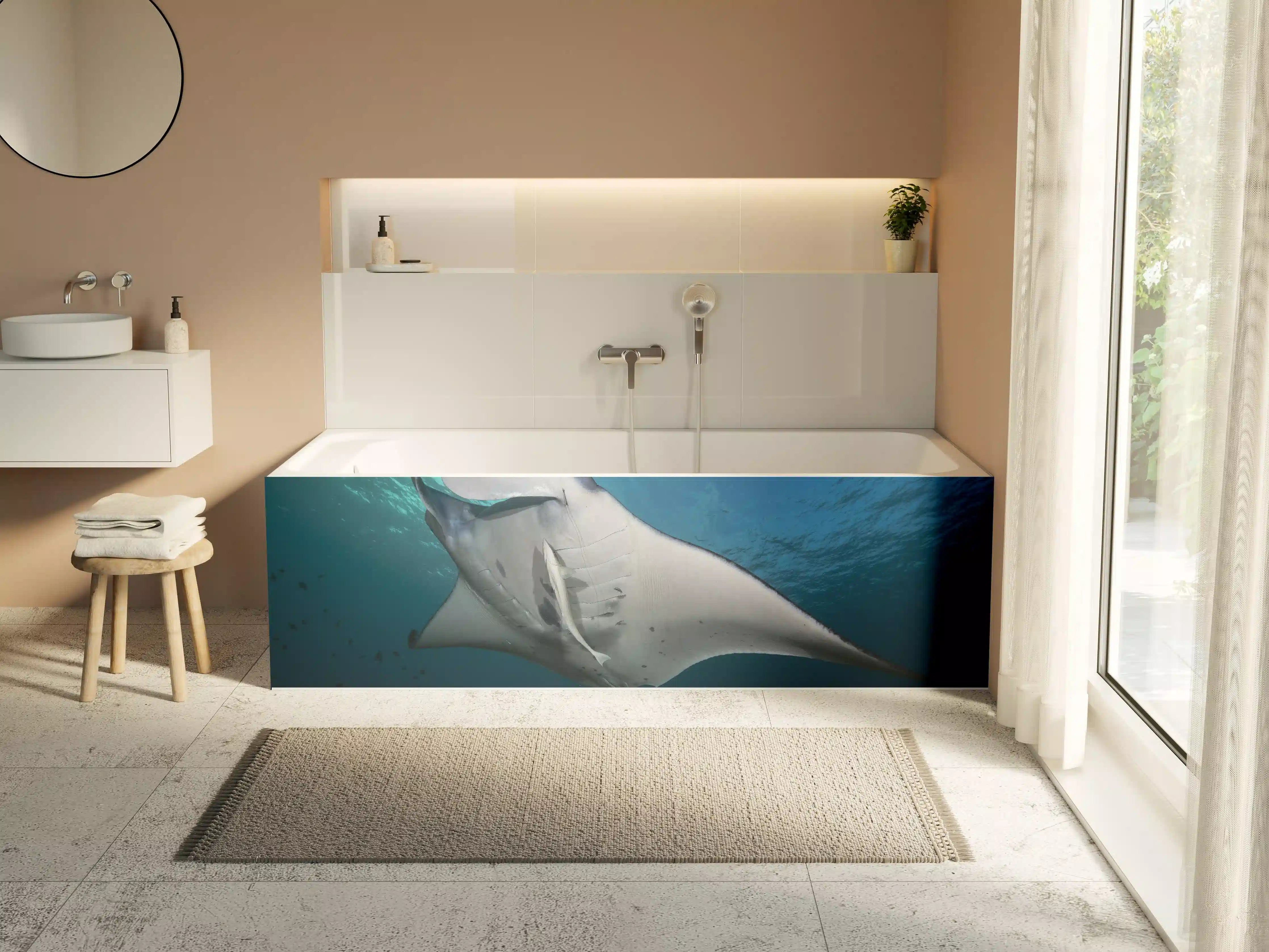 Badewannen-Rückwand - Riff-Manta Unterwasser