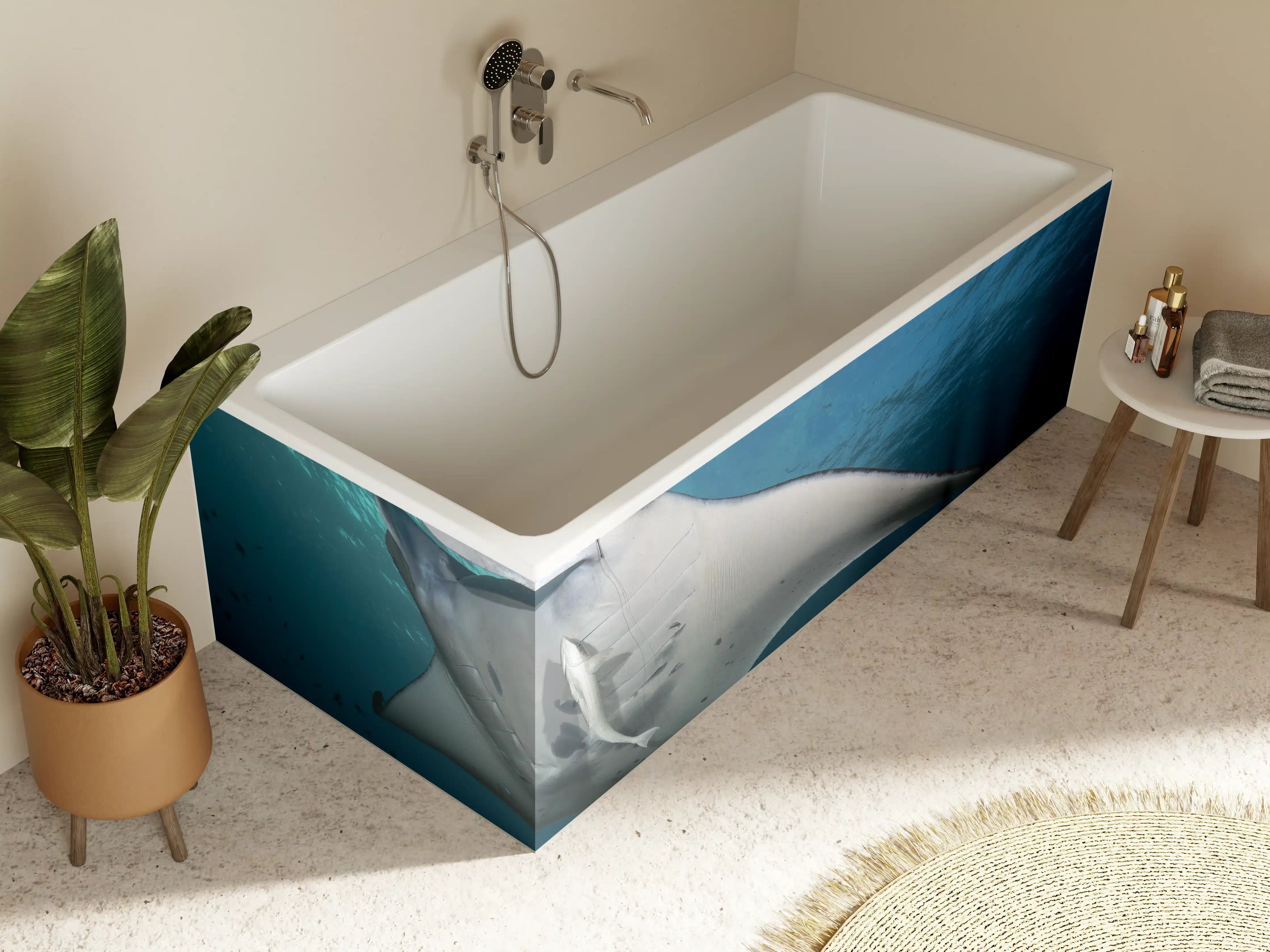 Badewannen-Rückwand - Riff-Manta Unterwasser