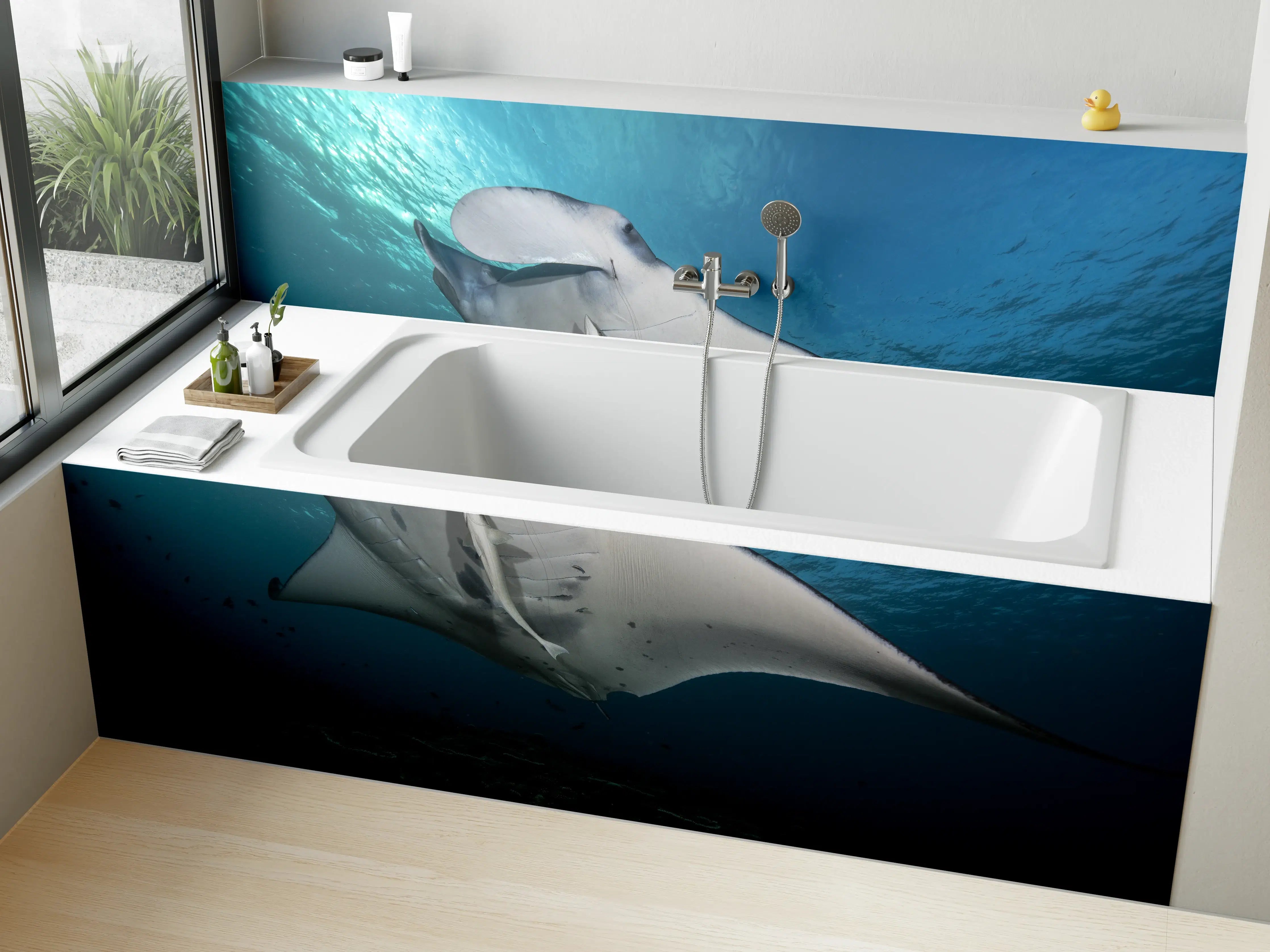 Badewannen-Rückwand - Riff-Manta Unterwasser