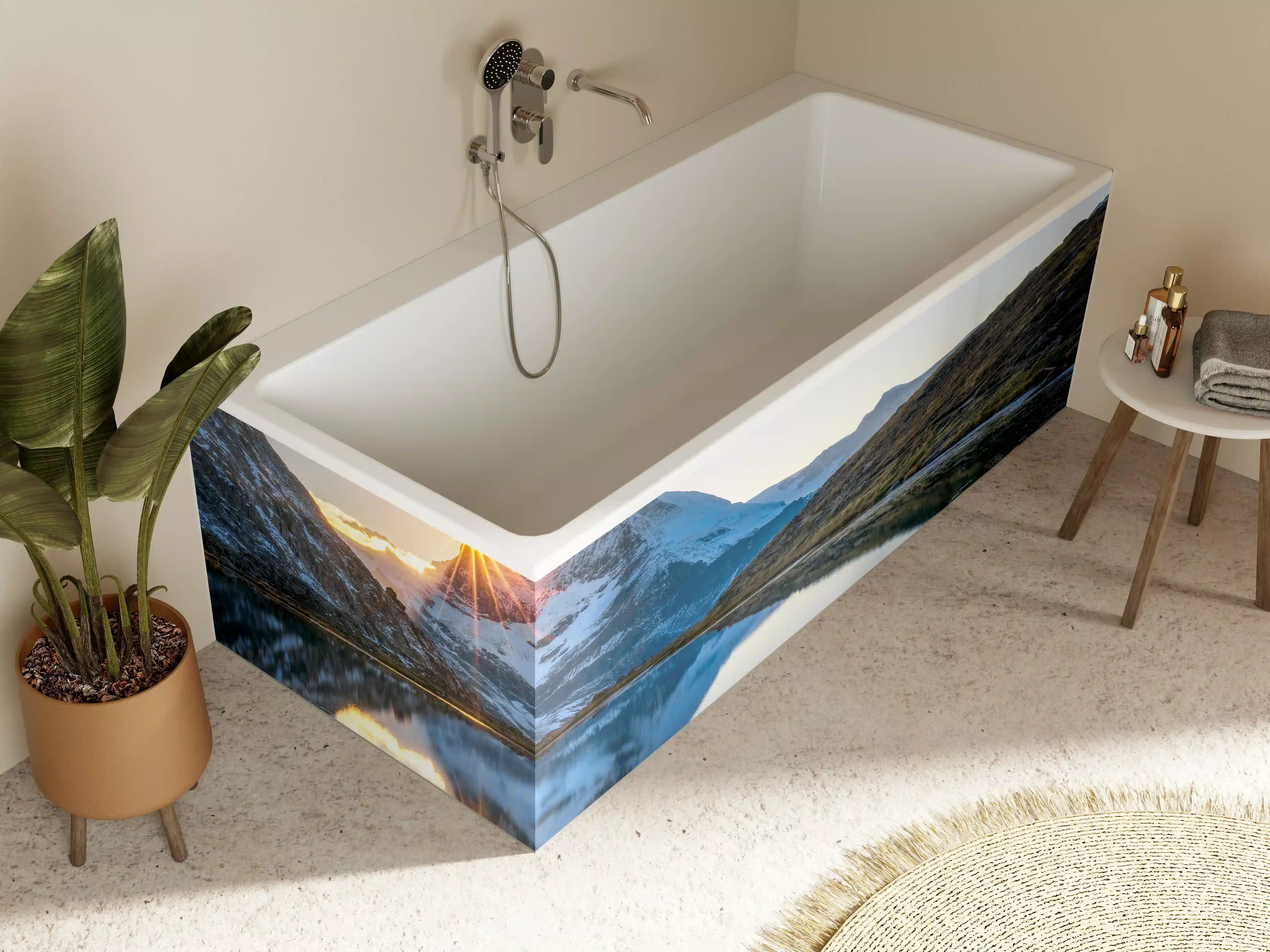 Badewannen-Rückwand - Riffelsee und Matterhorn in den Alpen