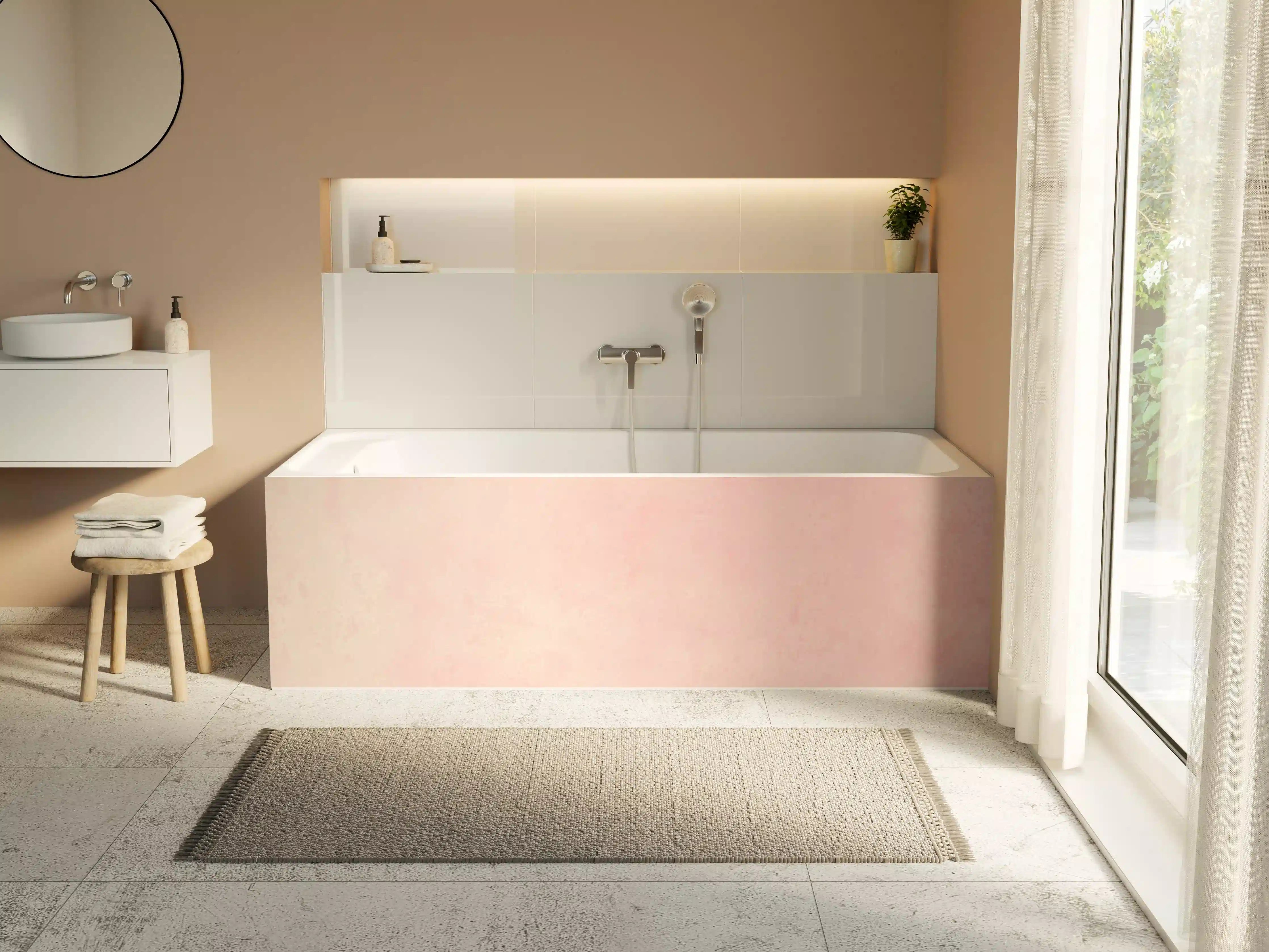 Badewannen-Rückwand - Rosa Aquarell - Pastellfarben