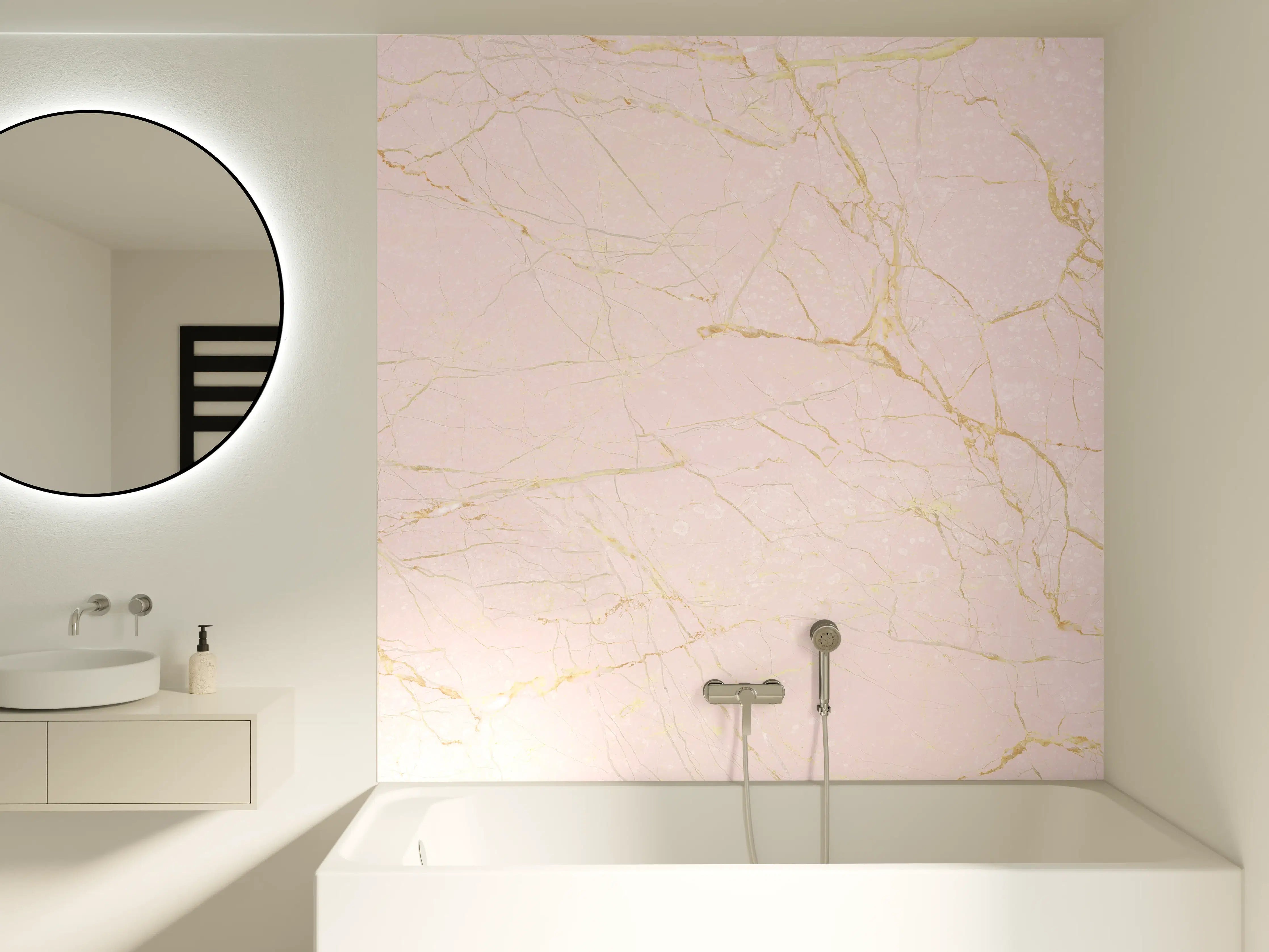 Badewannen-Rückwand - Rosa-Gold Marmor