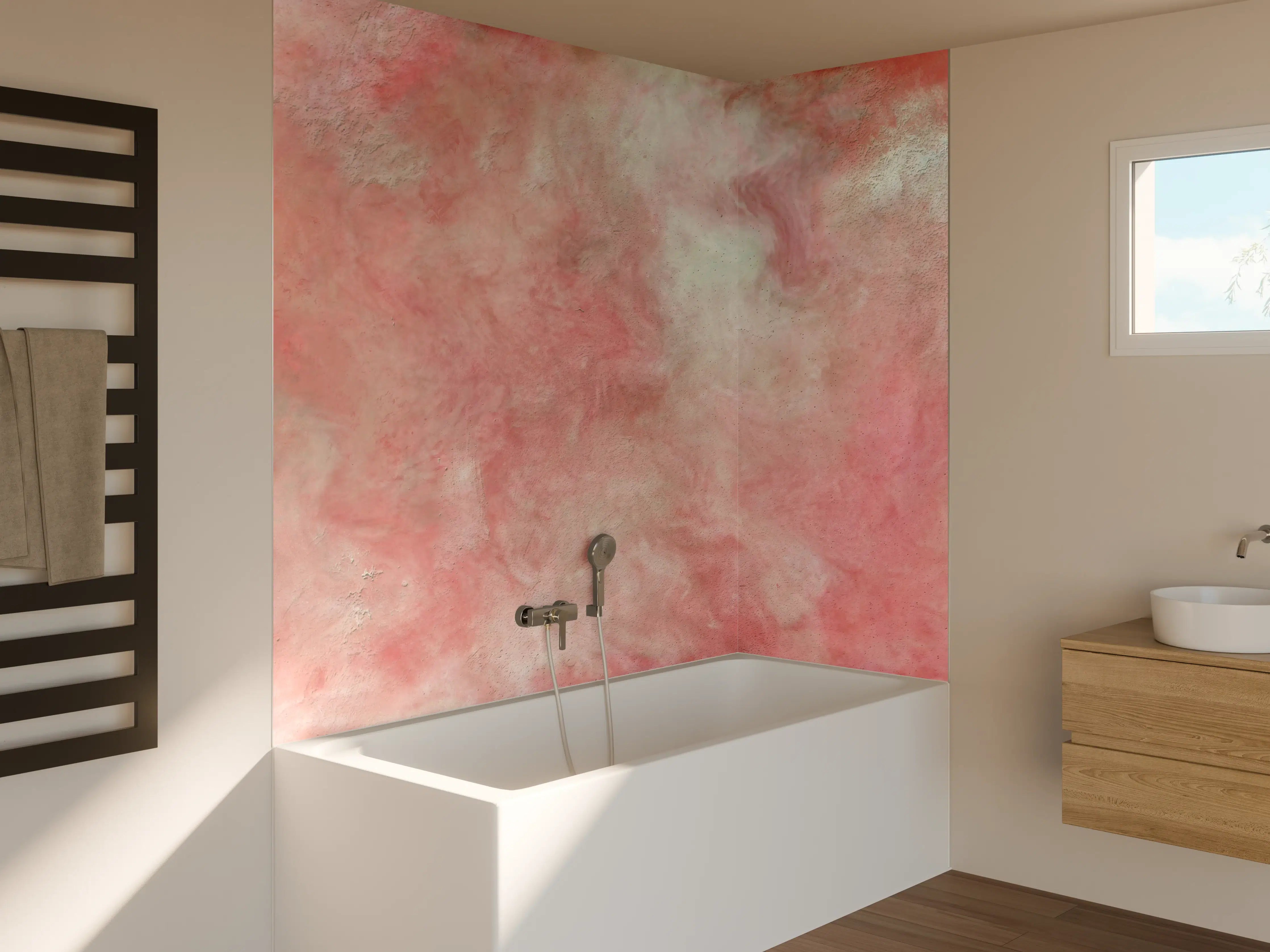 Badewannen-Rückwand - Rosa Marble Textur
