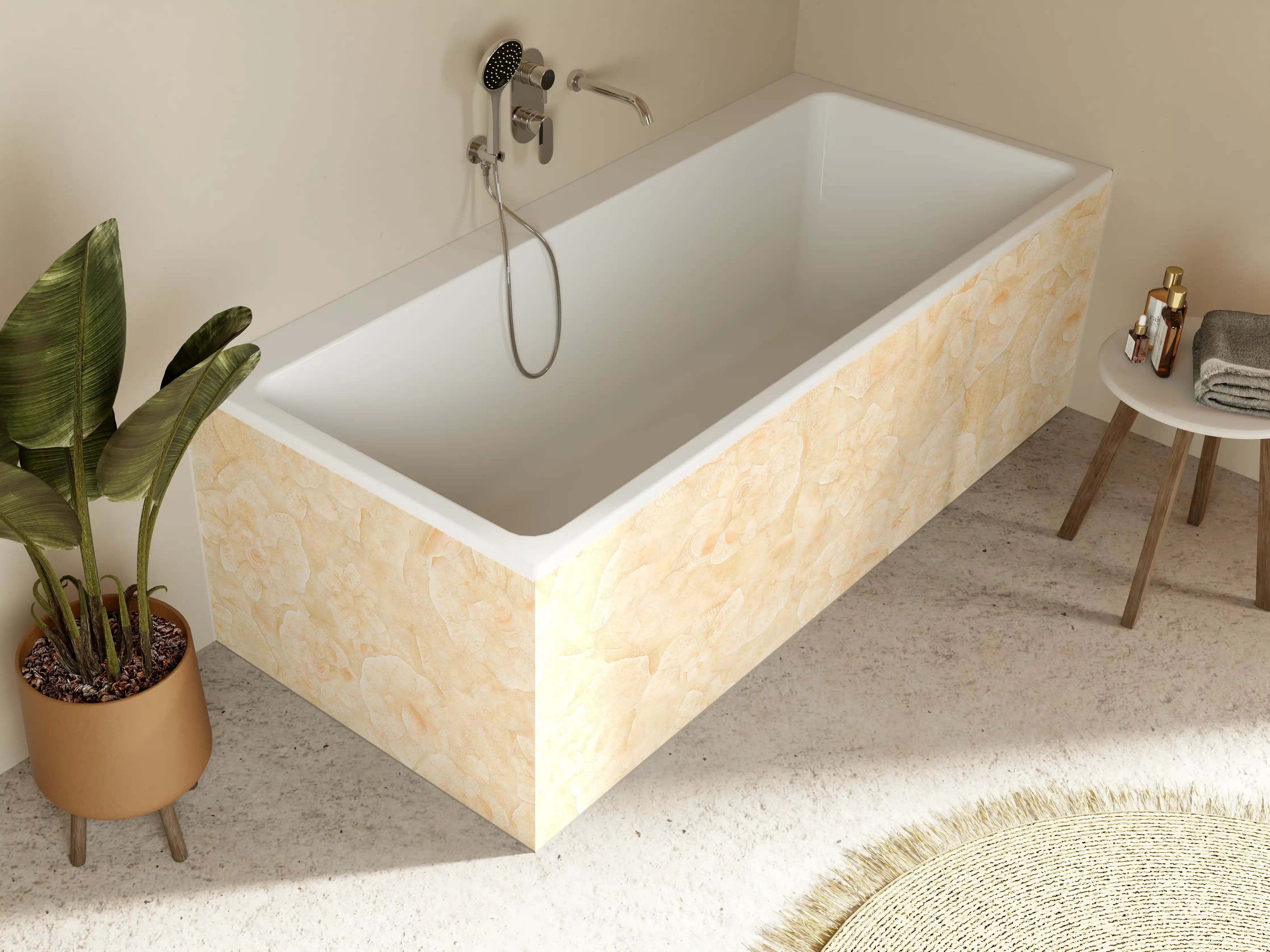 Badewannen-Rückwand - Rosa Marmorstein Textur