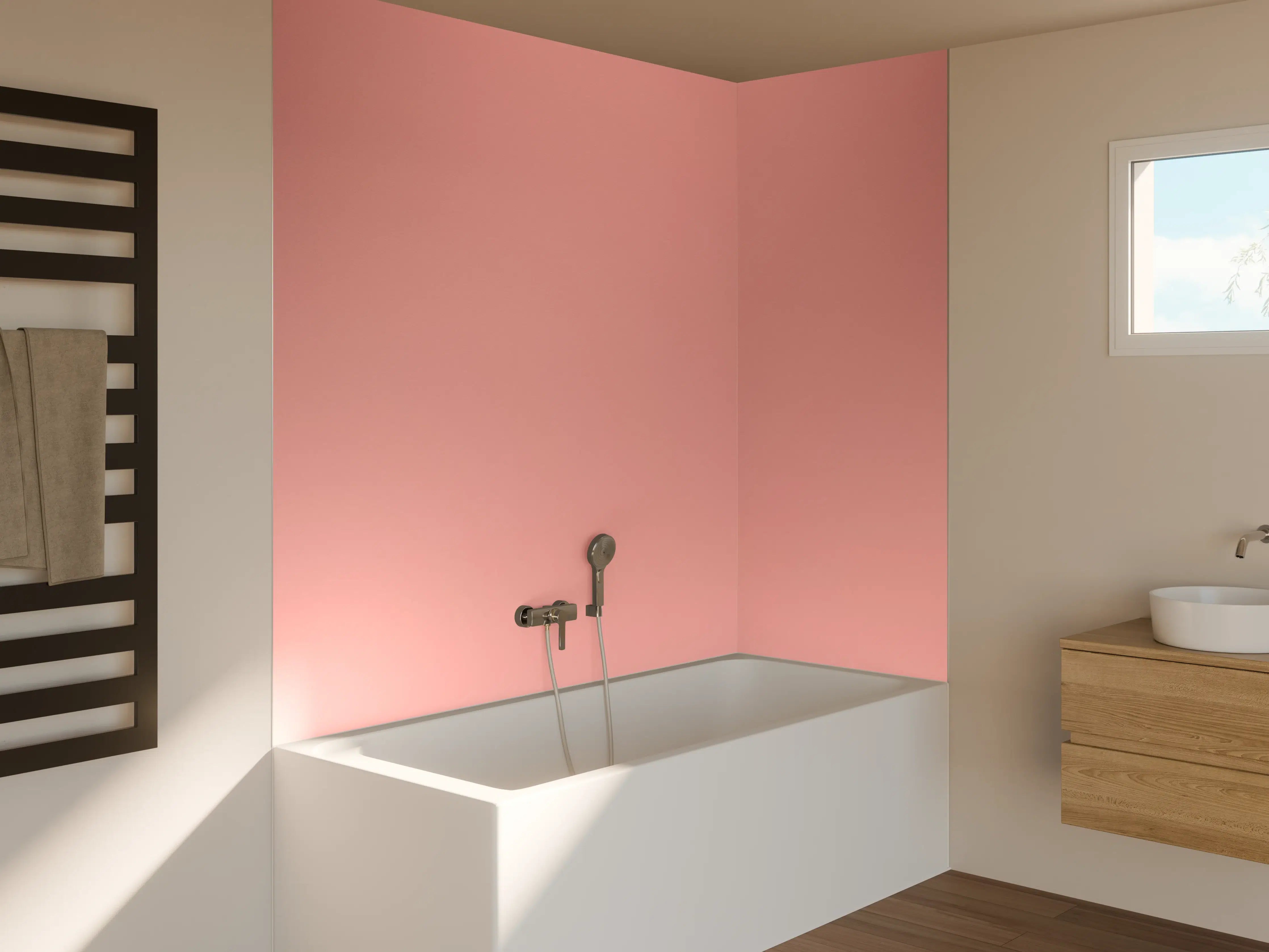 Badewannen-Rückwand - Rosa Oberfläche - Papiertextur