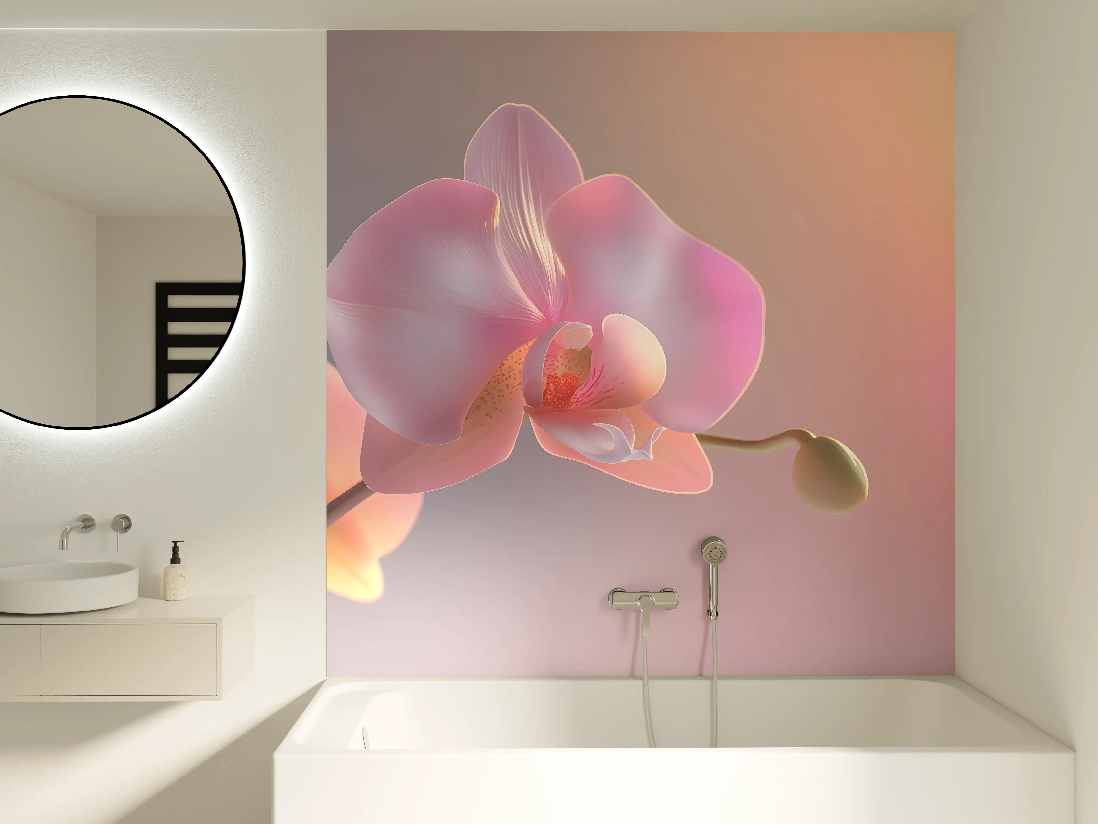 Badewannen-Rückwand - Rosa Orchidee Pastellhintergrund