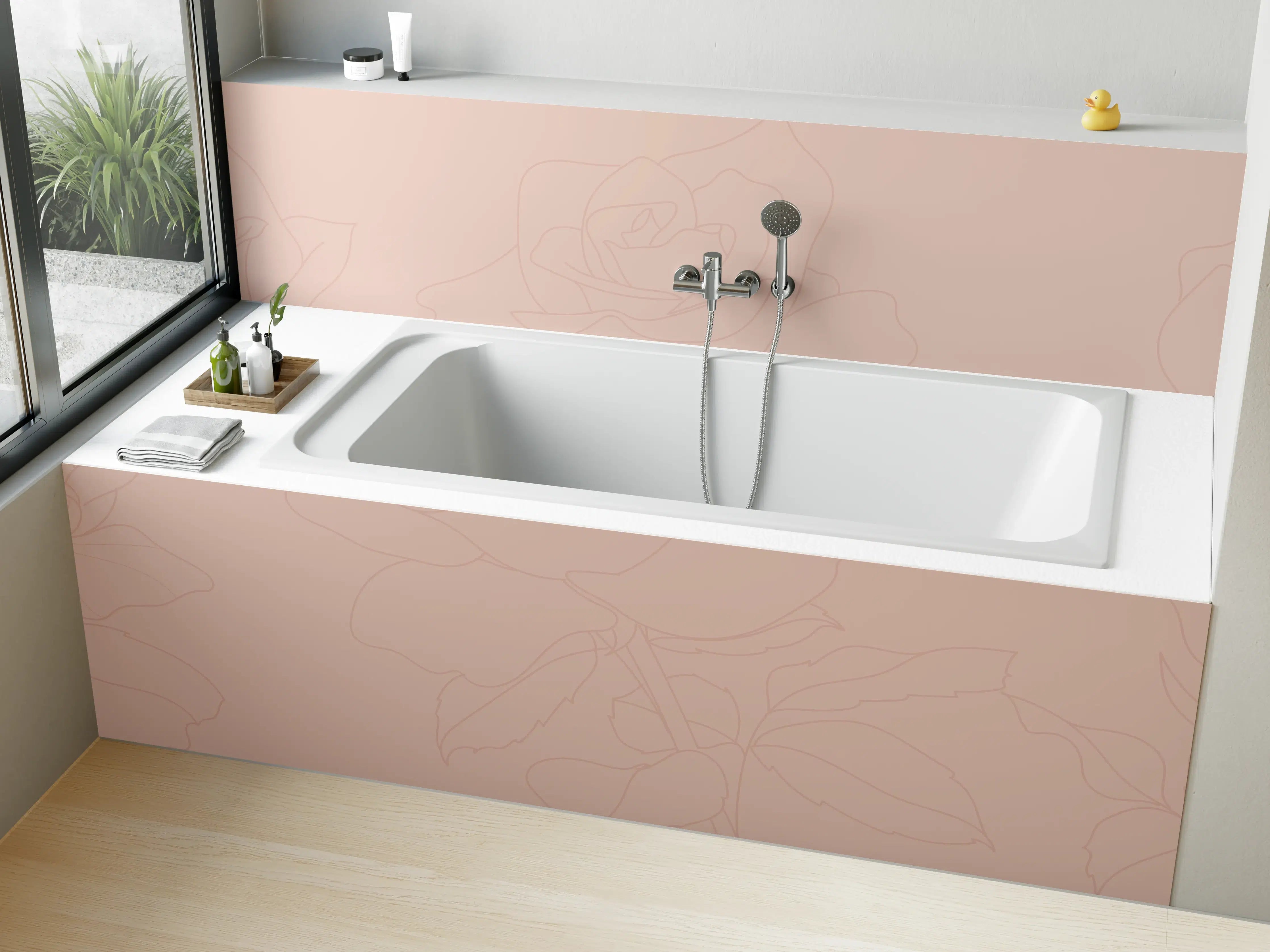 Badewannen-Rückwand - Rosa Rosen