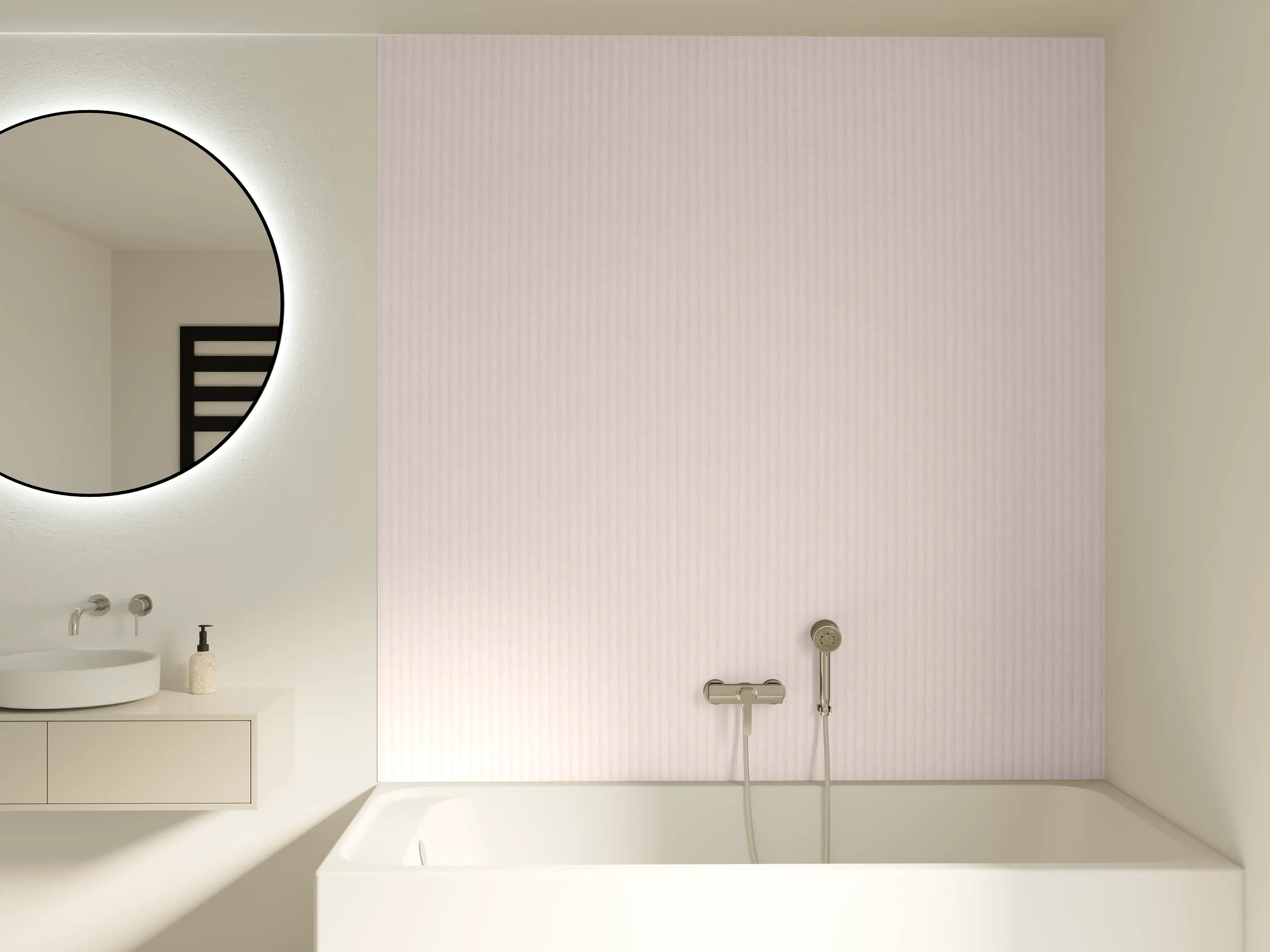 Badewannen-Rückwand - Rosa Stoff
