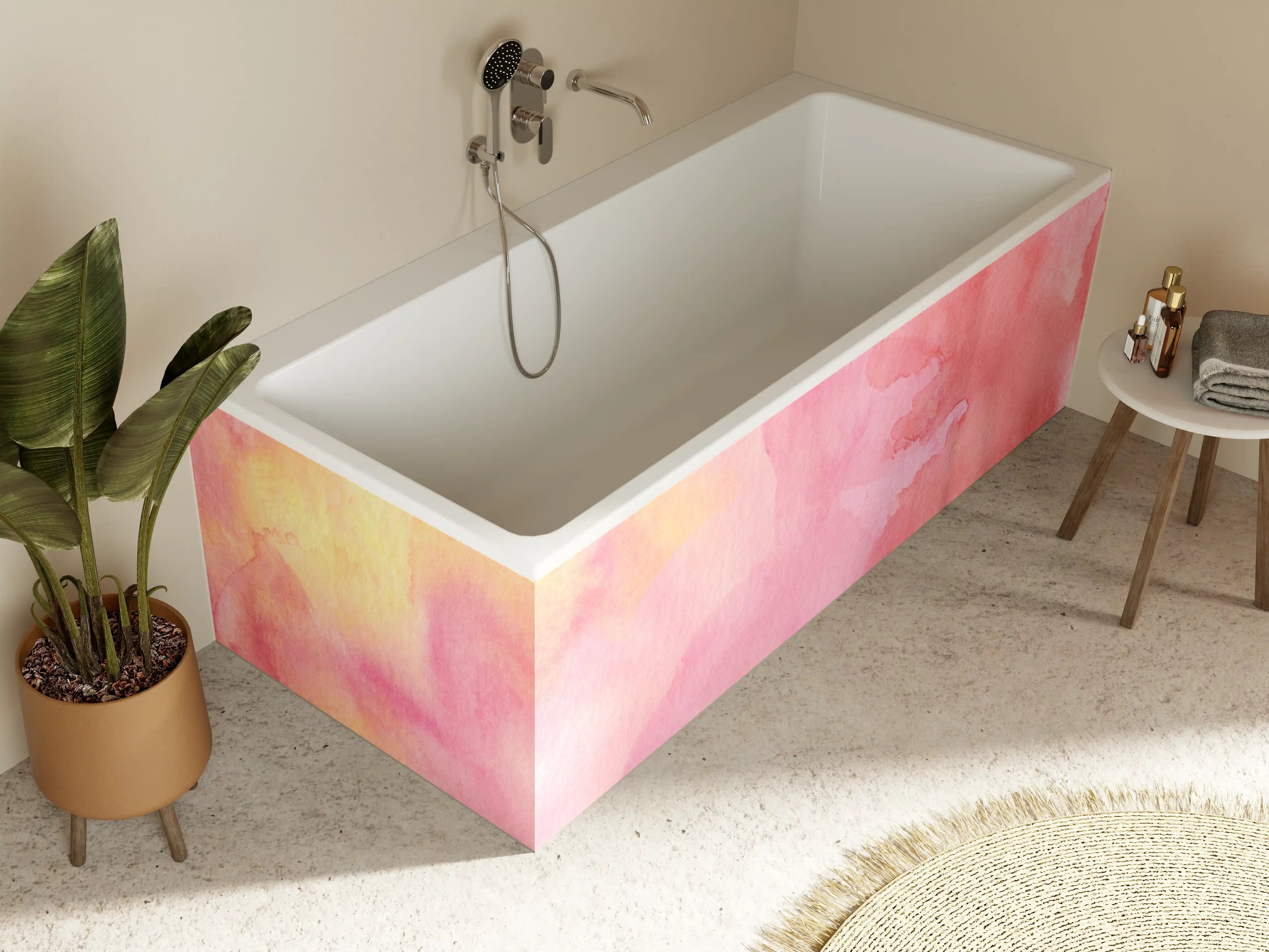 Badewannen-Rückwand - Rosa Verwaschenes Farben-Design
