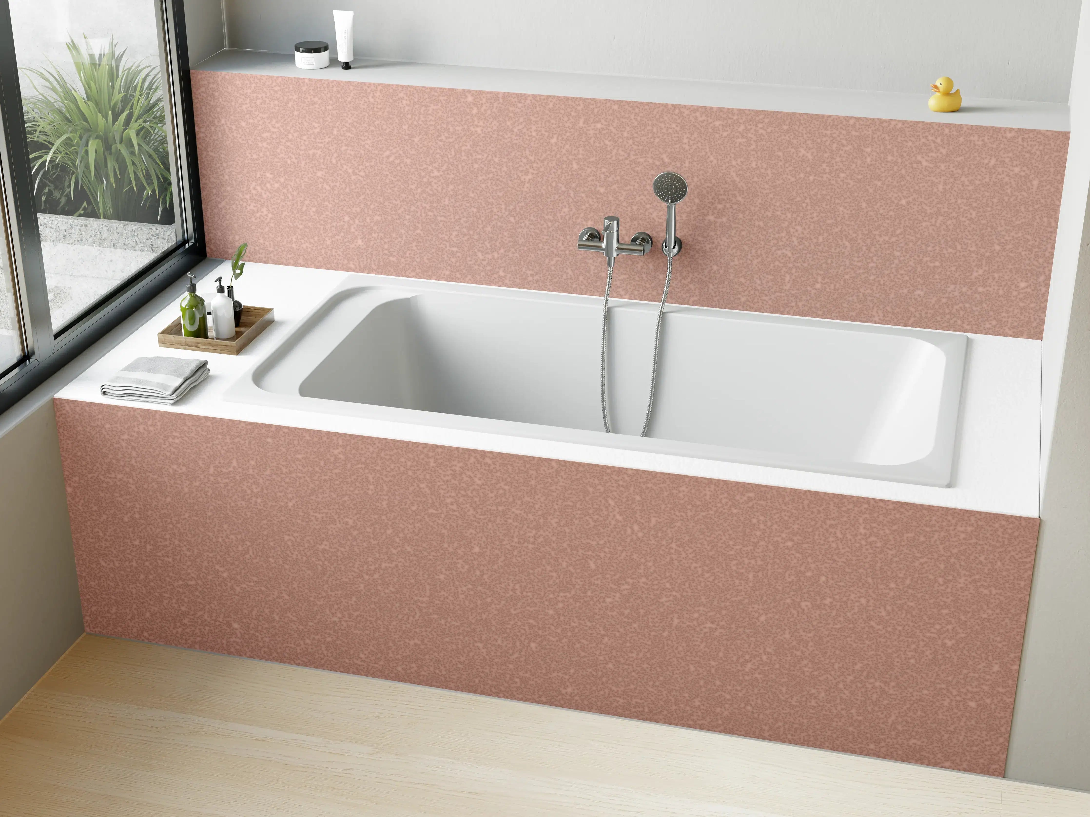 Badewannen-Rückwand - Rosa Wandtextur - Korallenfarbe