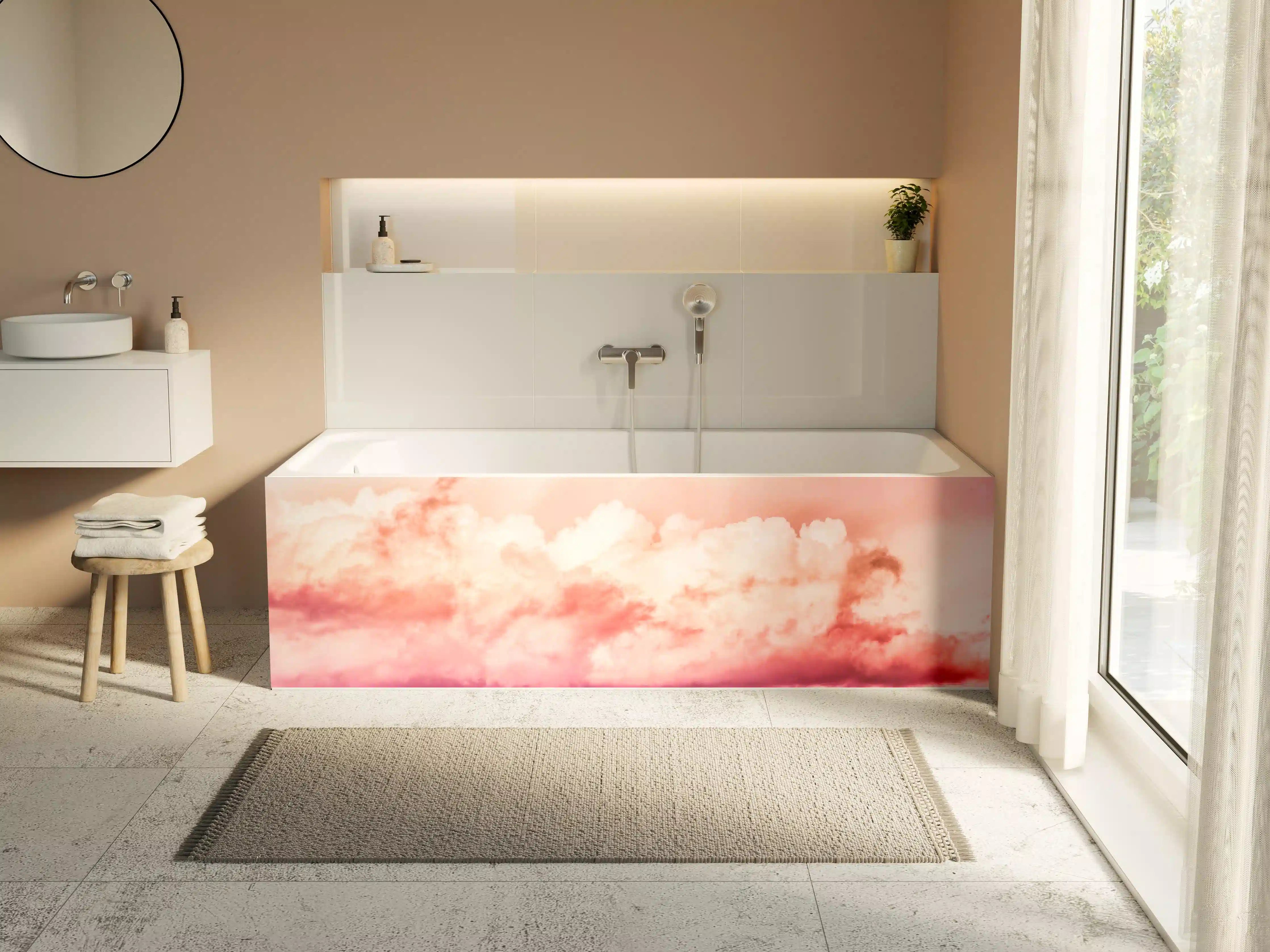 Badewannen-Rückwand - Rosa Wolkenhimmel