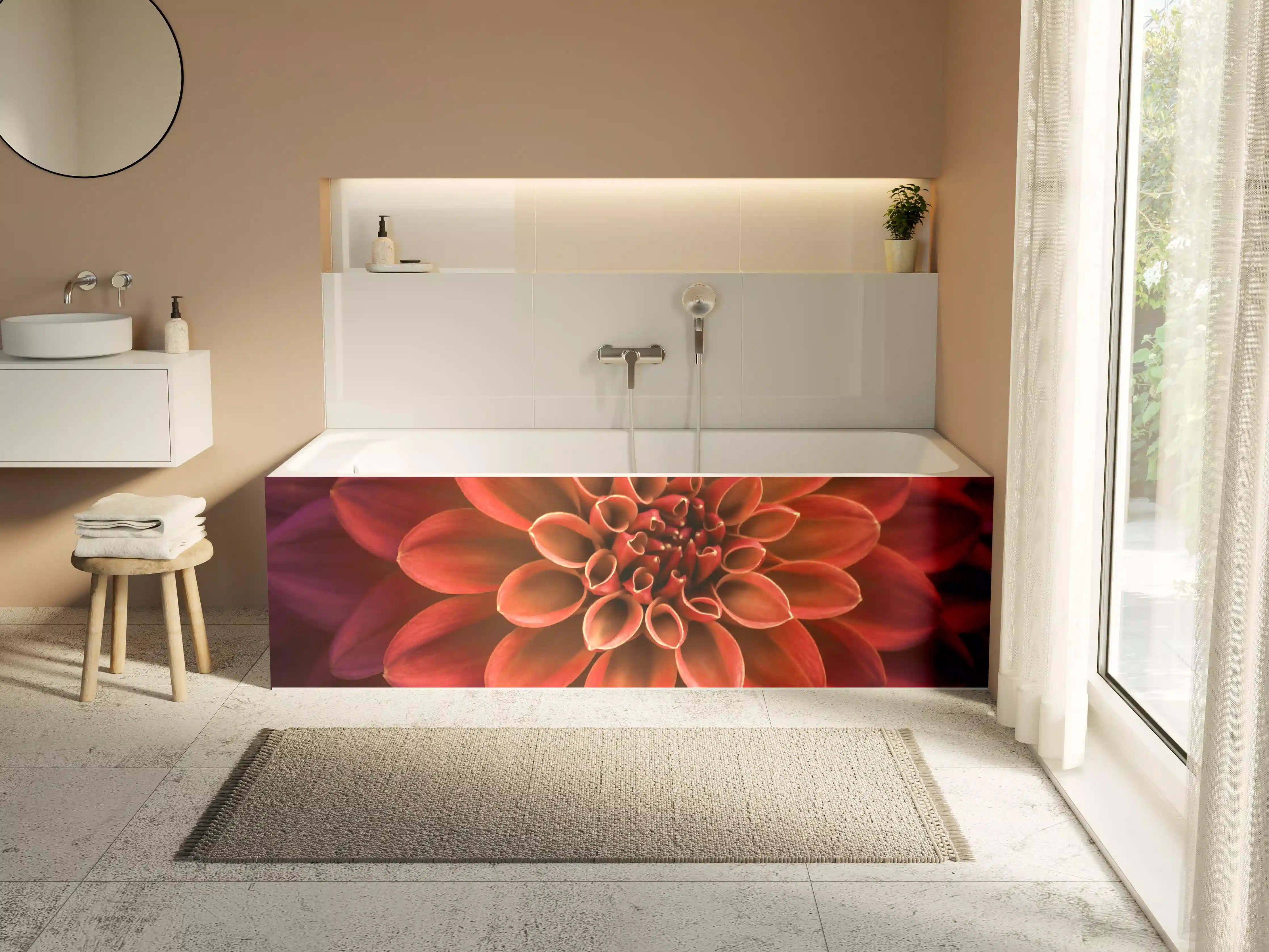 Badewannen-Rückwand - Rosa und lila Dahlienblütenblätter