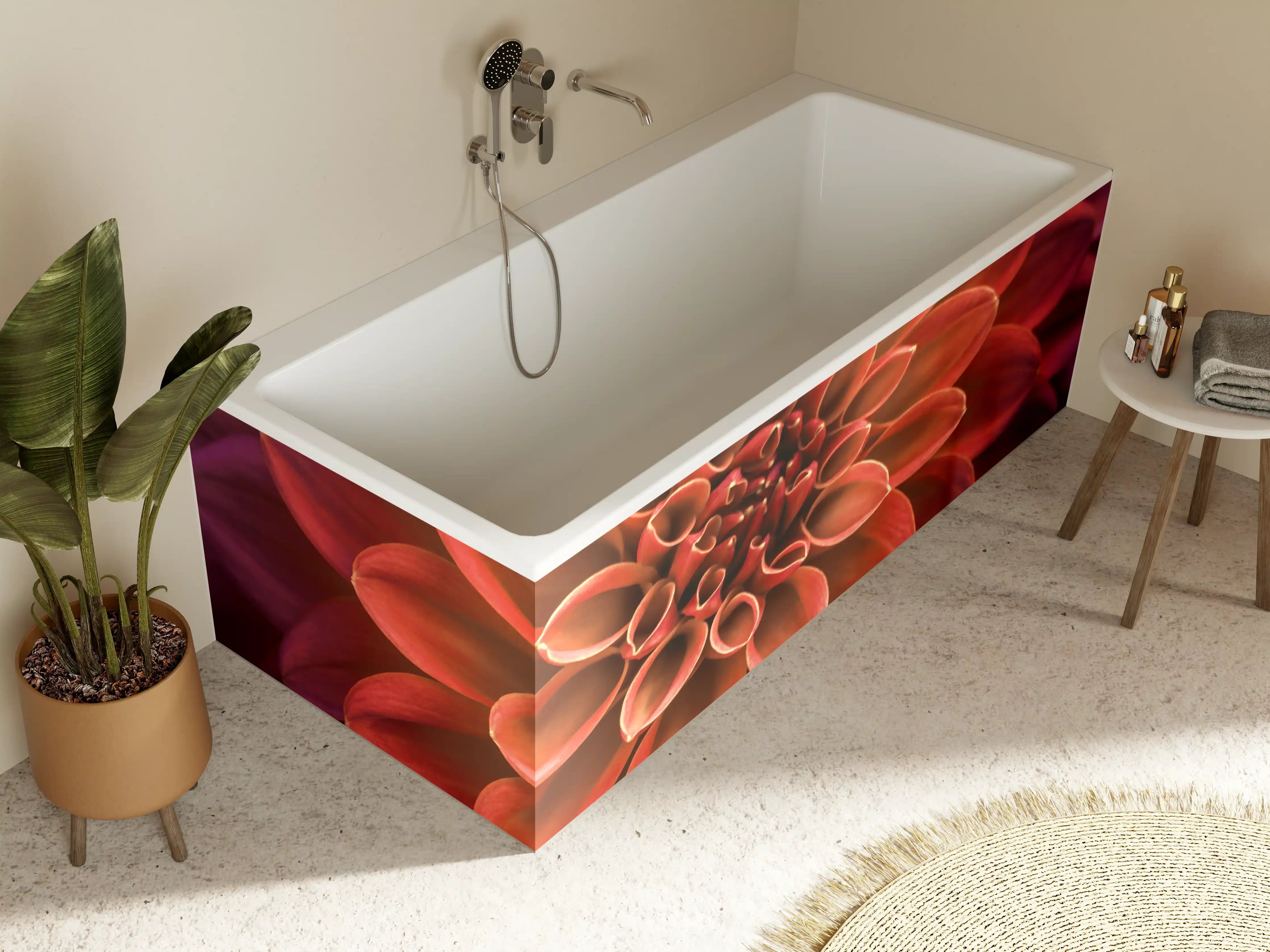 Badewannen-Rückwand - Rosa und lila Dahlienblütenblätter