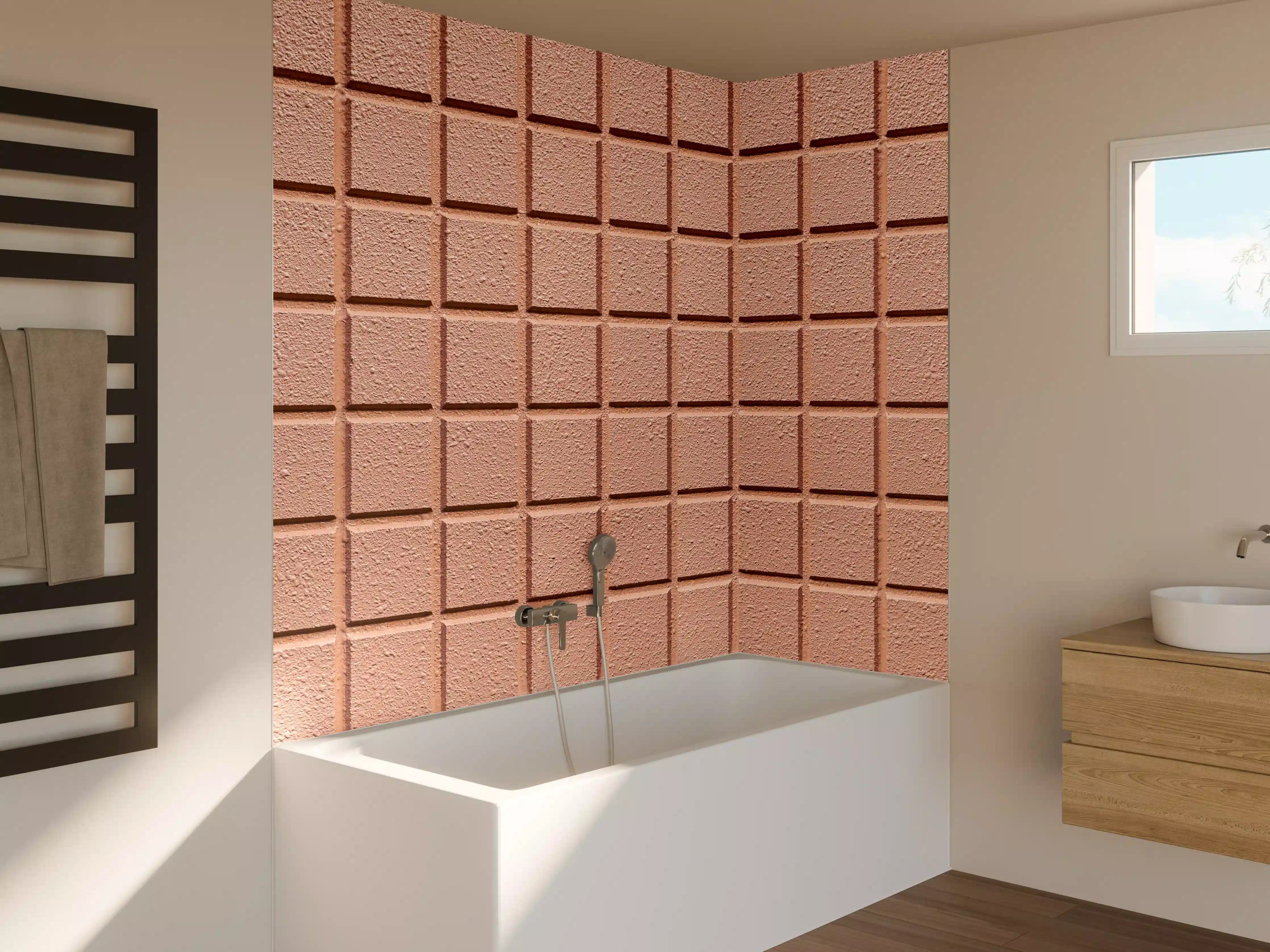 Badewannen-Rückwand - Rosafarbige Steintextur
