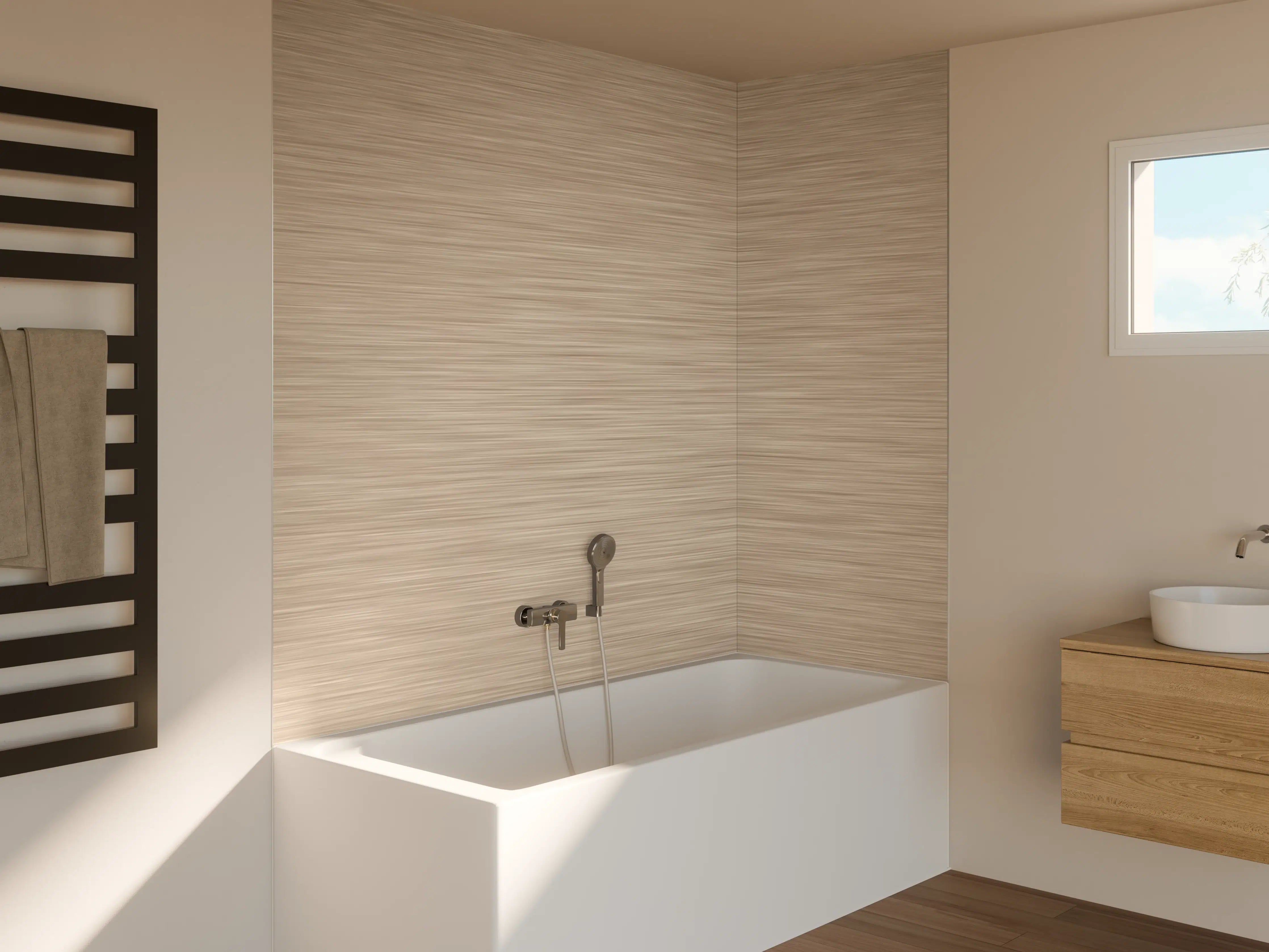 Badewannen-Rückwand - Rose - ALU Prime - Metall Gebürstet