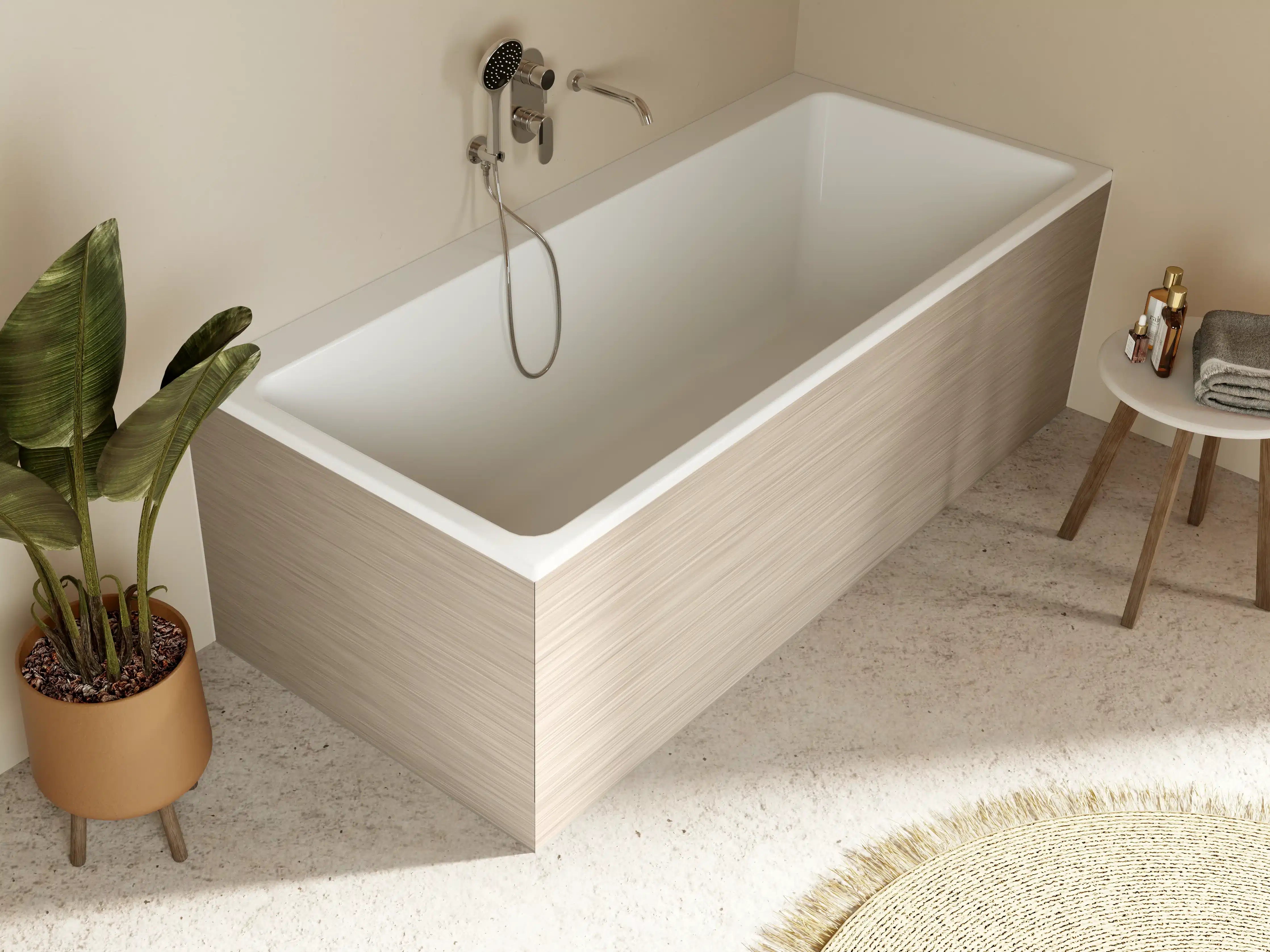 Badewannen-Rückwand - Rose - ALU Prime - Metall Gebürstet