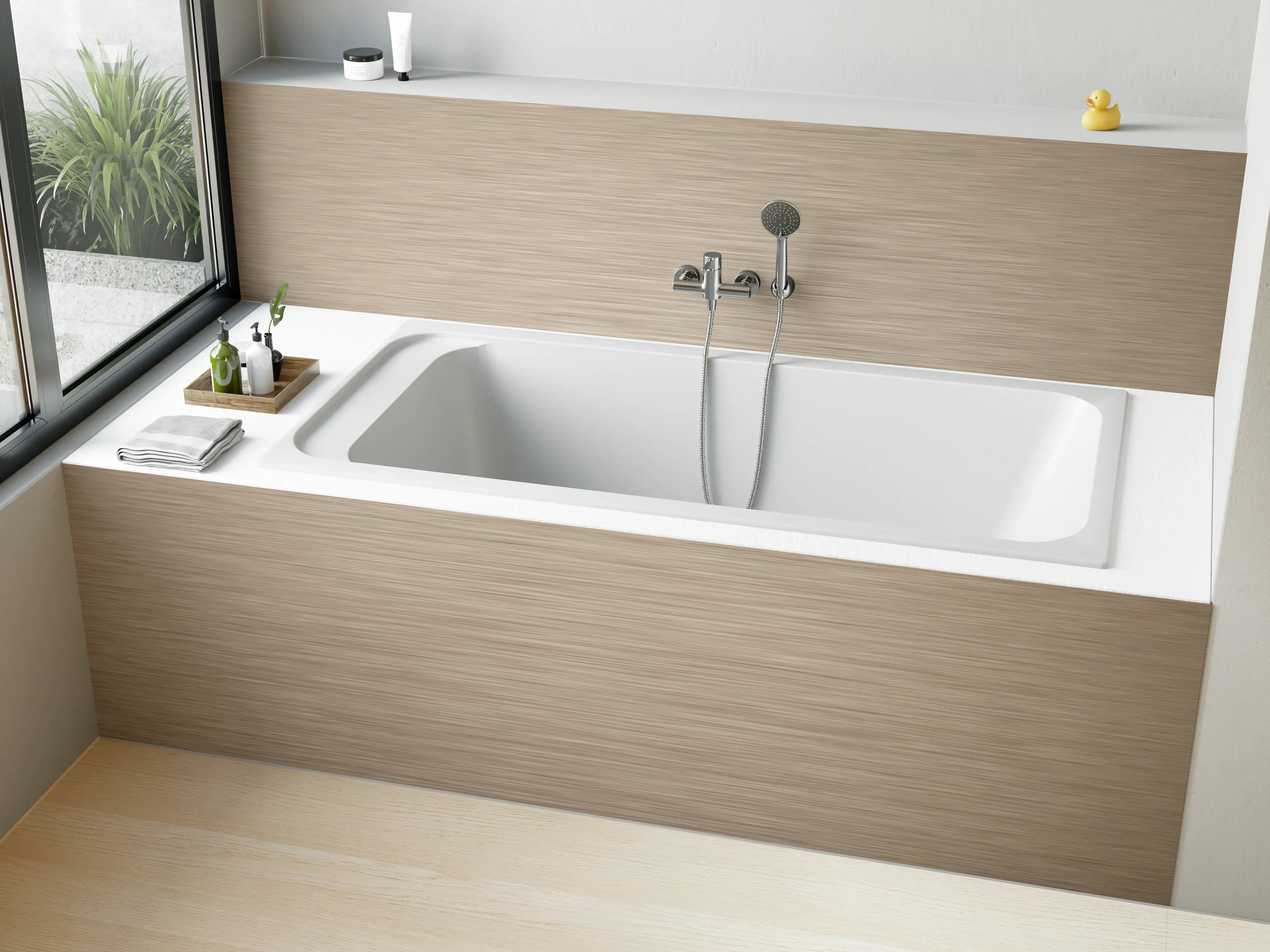 Badewannen-Rückwand - Rose - ALU Prime - Metall Gebürstet