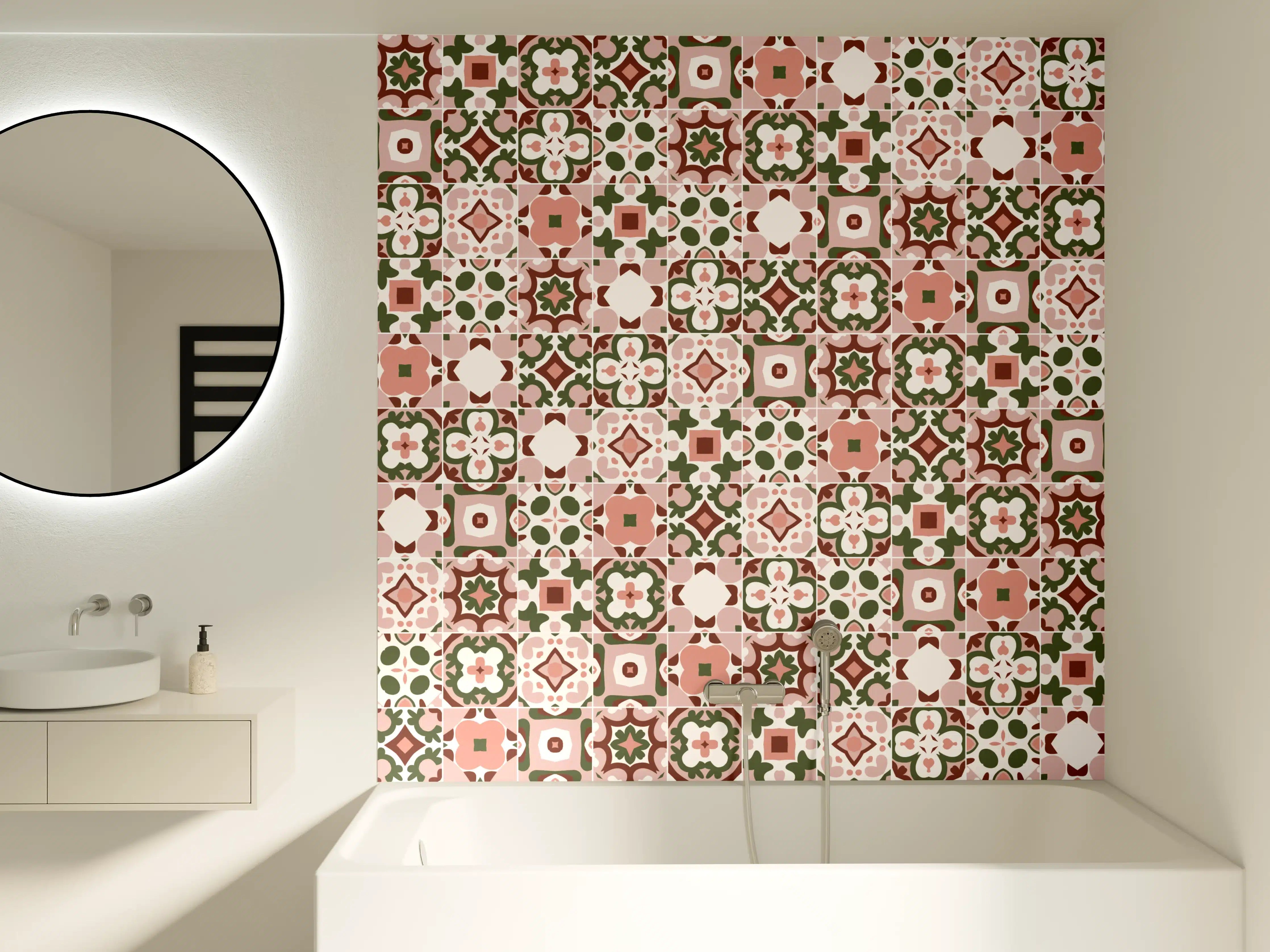 Badewannen-Rückwand - Rosé-Goldenes Mosaikmuster