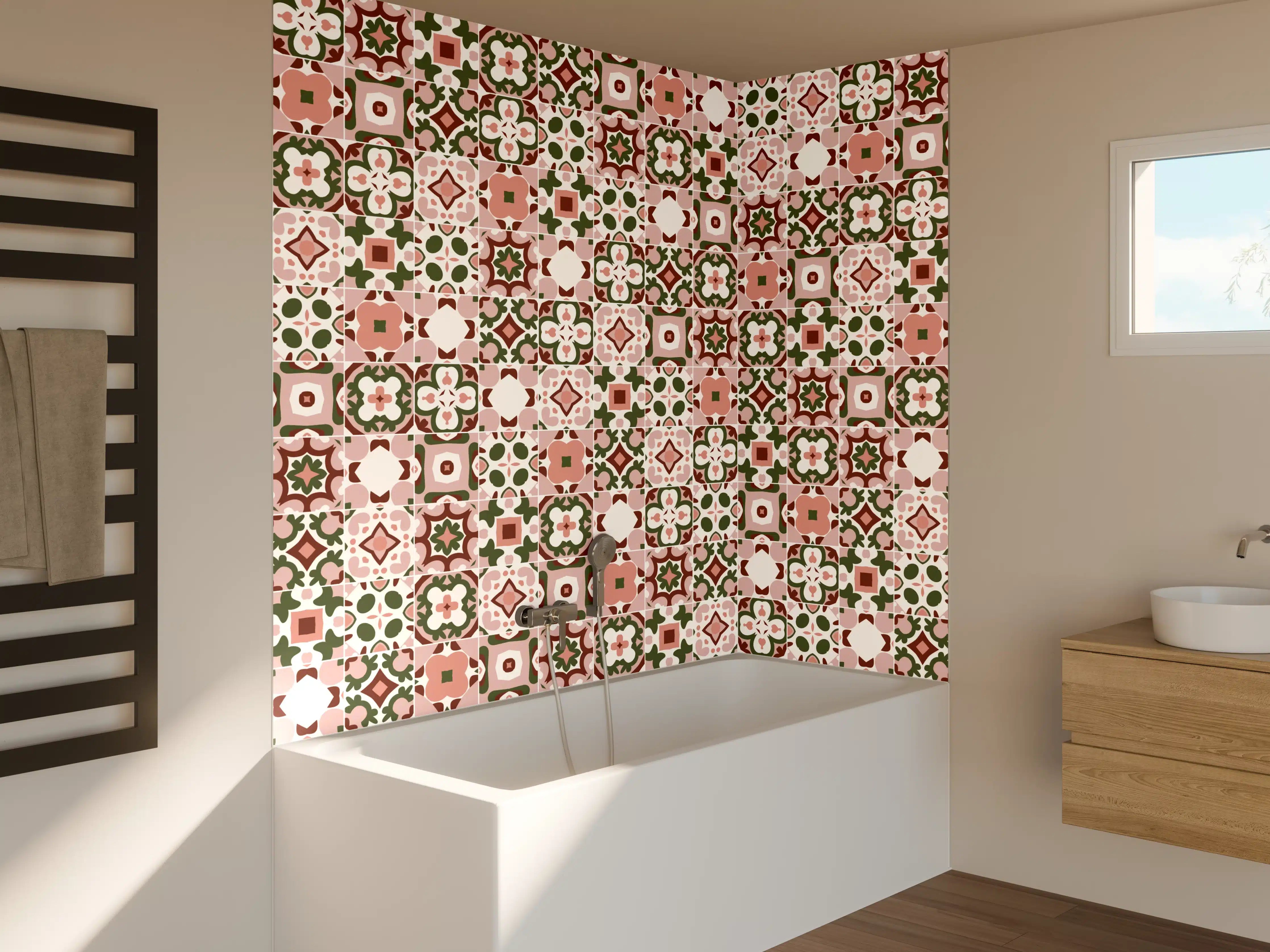 Badewannen-Rückwand - Rosé-Goldenes Mosaikmuster