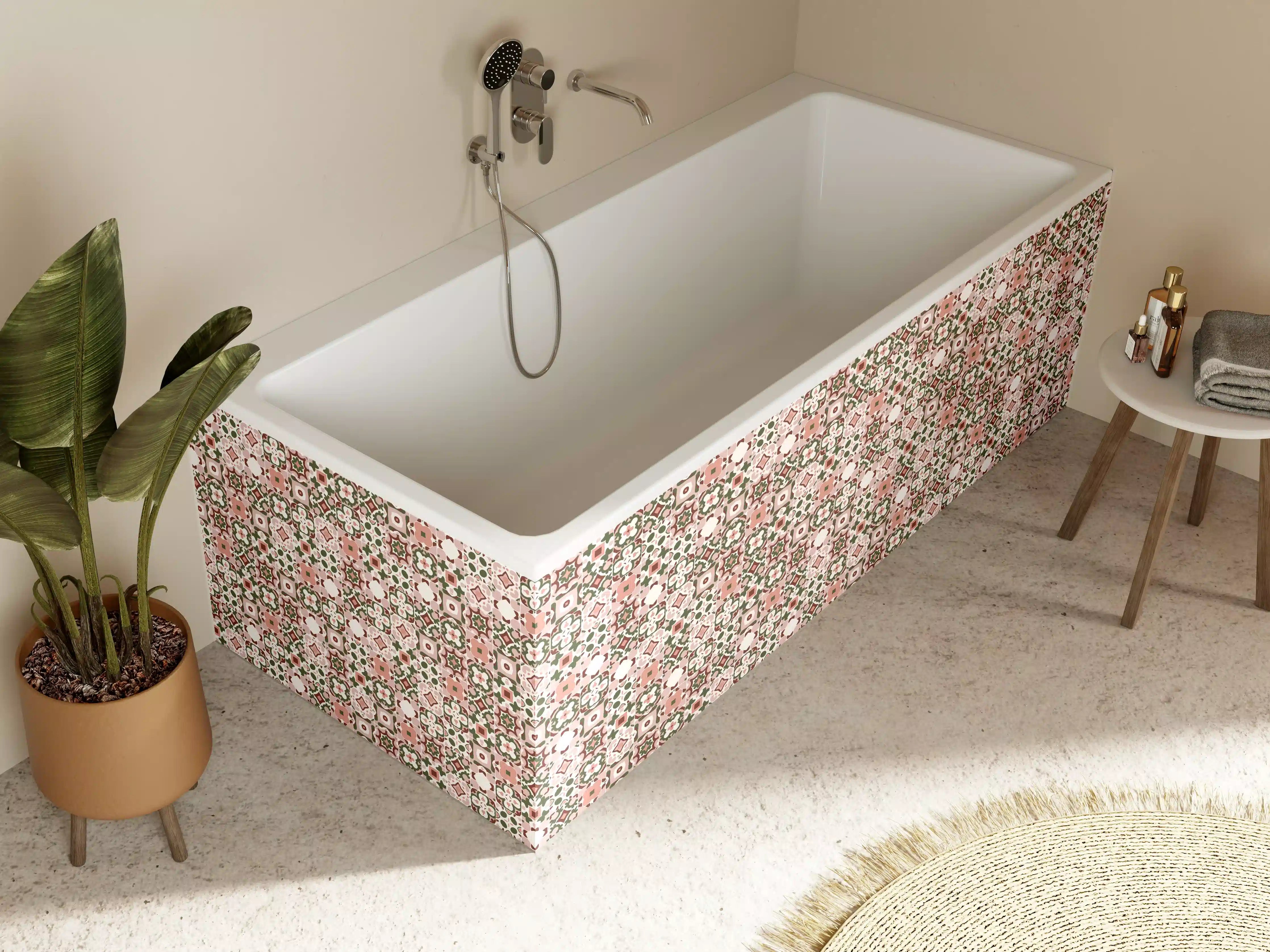 Badewannen-Rückwand - Rosé-Goldenes Mosaikmuster