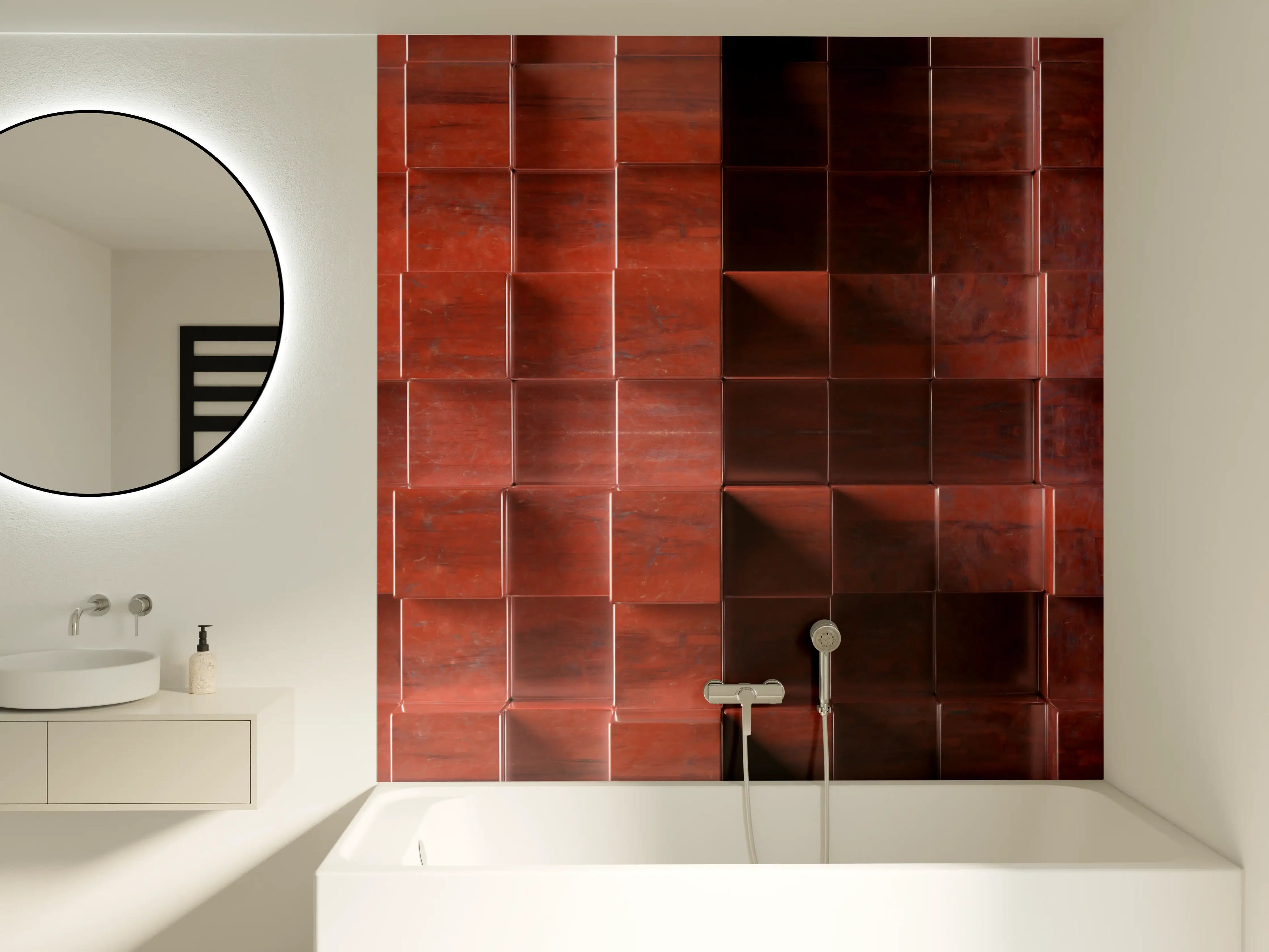 Badewannen-Rückwand - Rostige Metallwürfel Textur