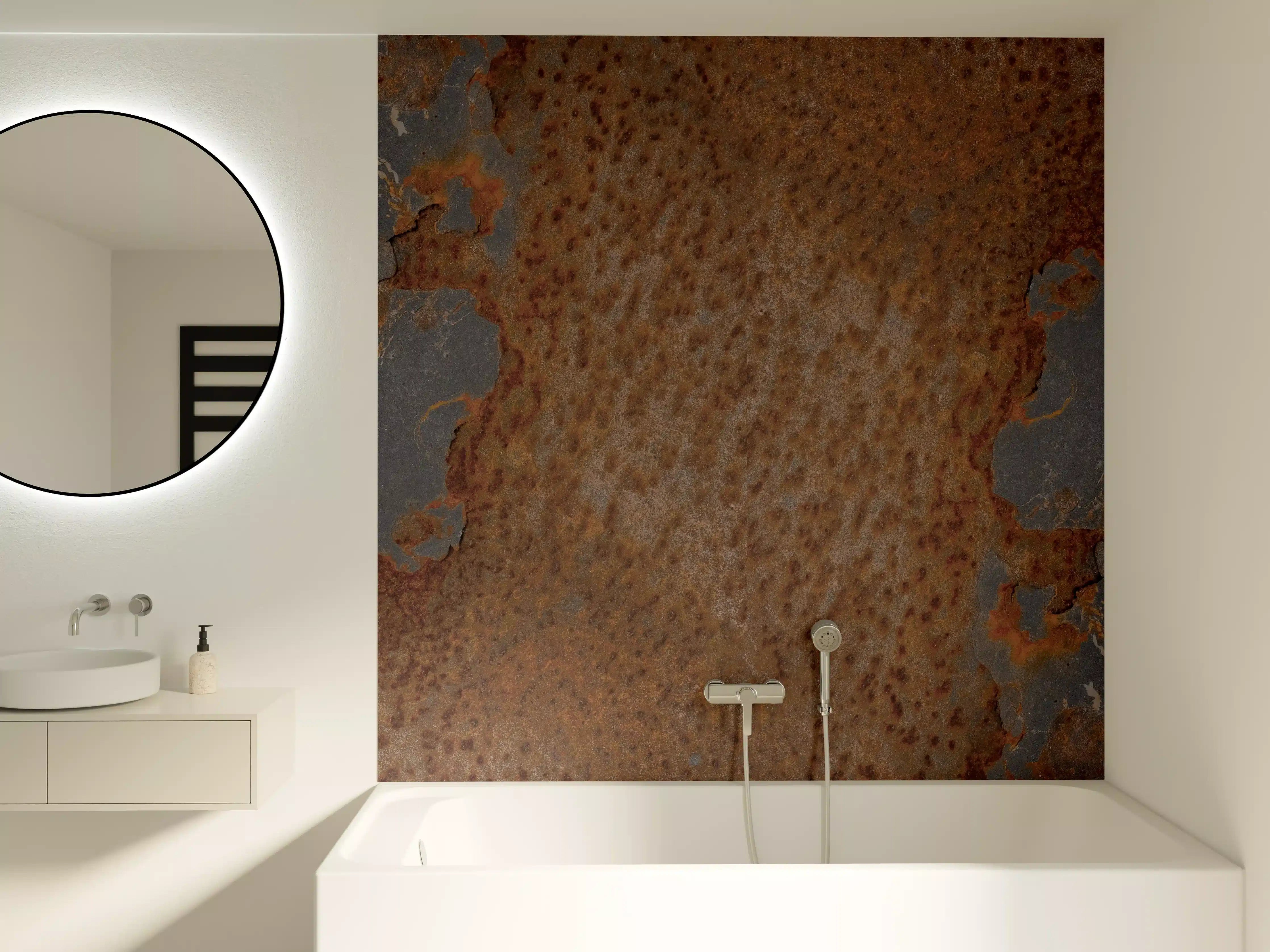 Badewannen-Rückwand - Rostiges Metall im Grunge-Stil