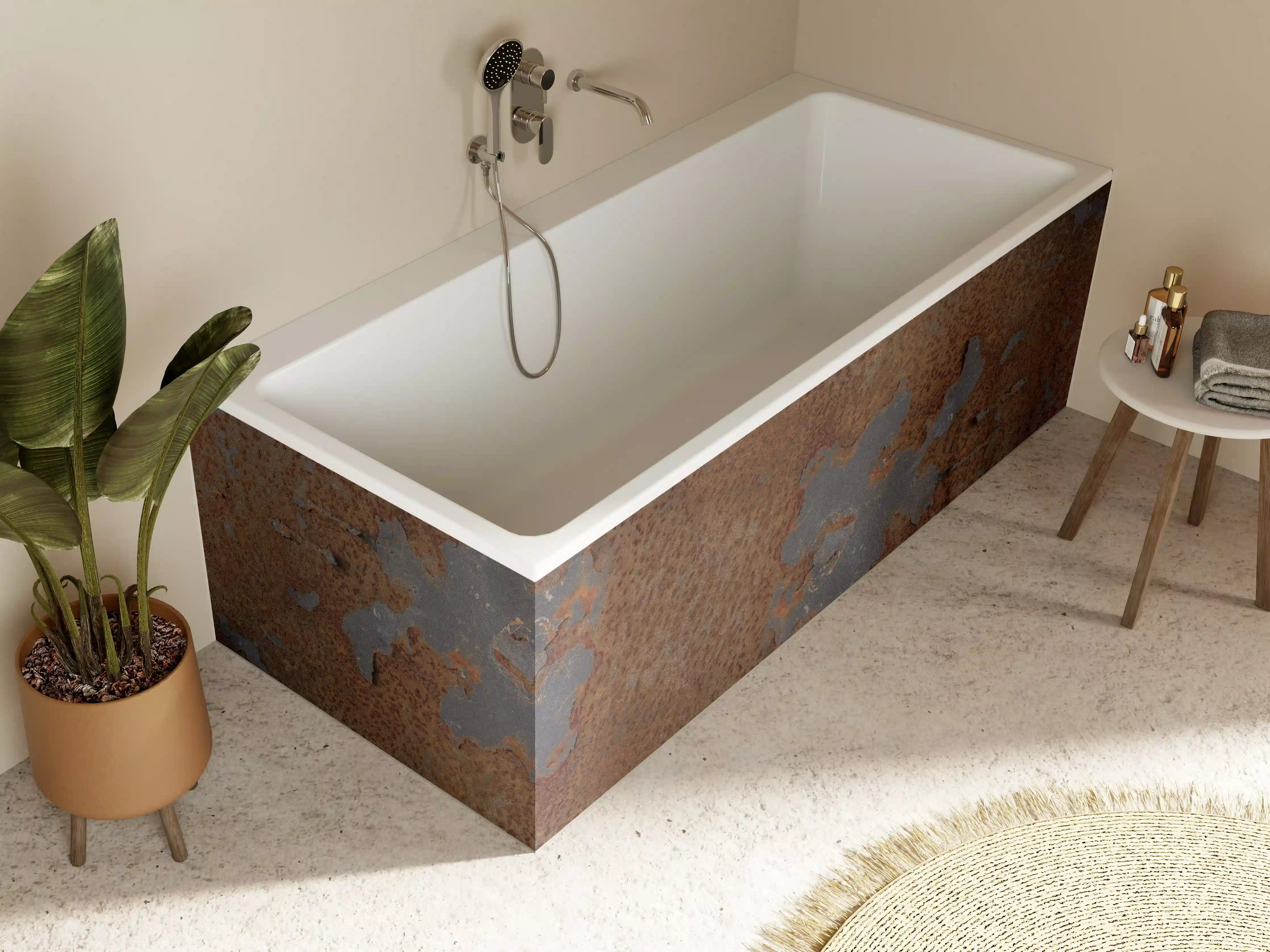 Badewannen-Rückwand - Rostiges Metall im Grunge-Stil