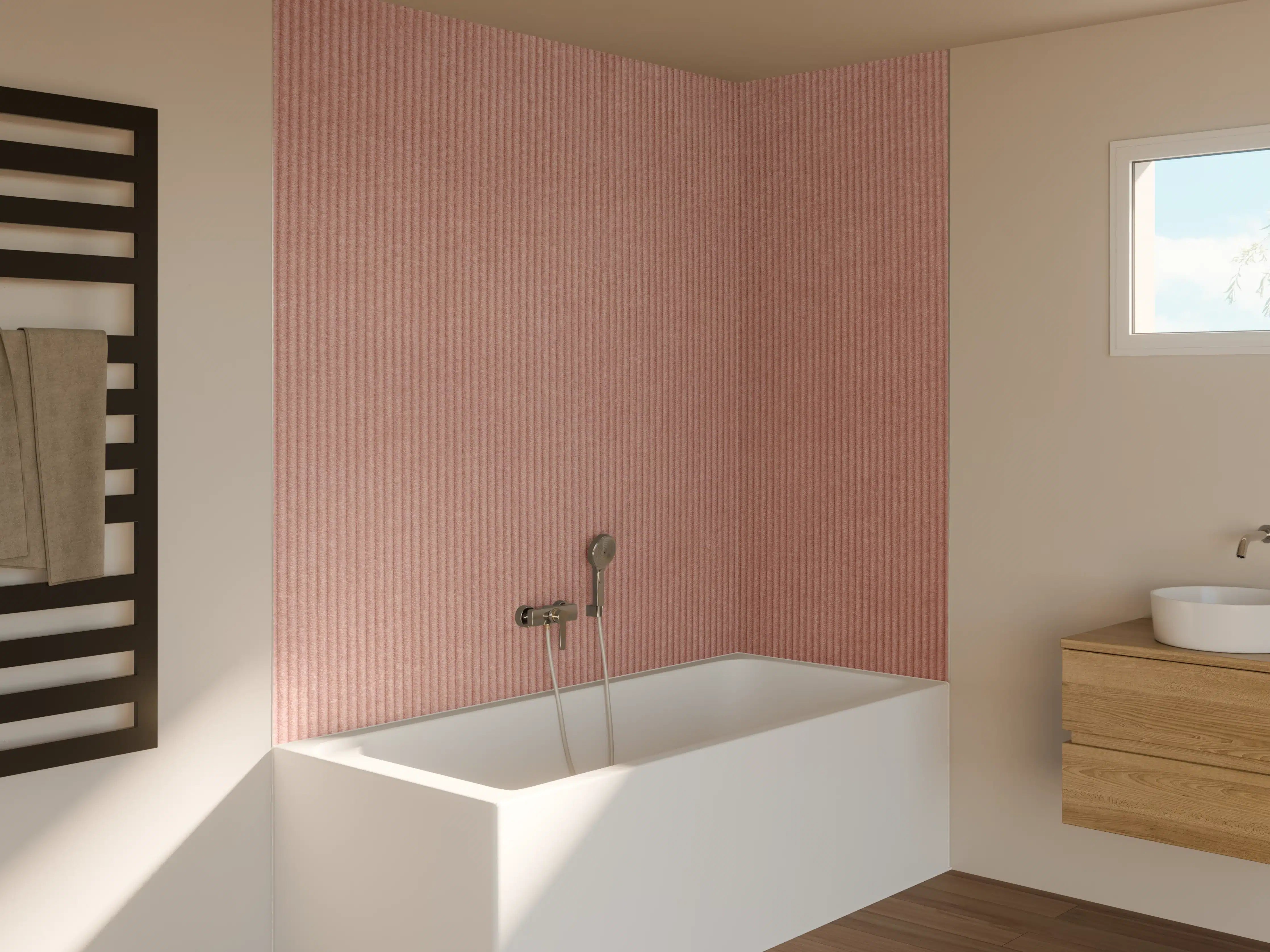 Badewannen-Rückwand - Rotbraunes Kord Textil