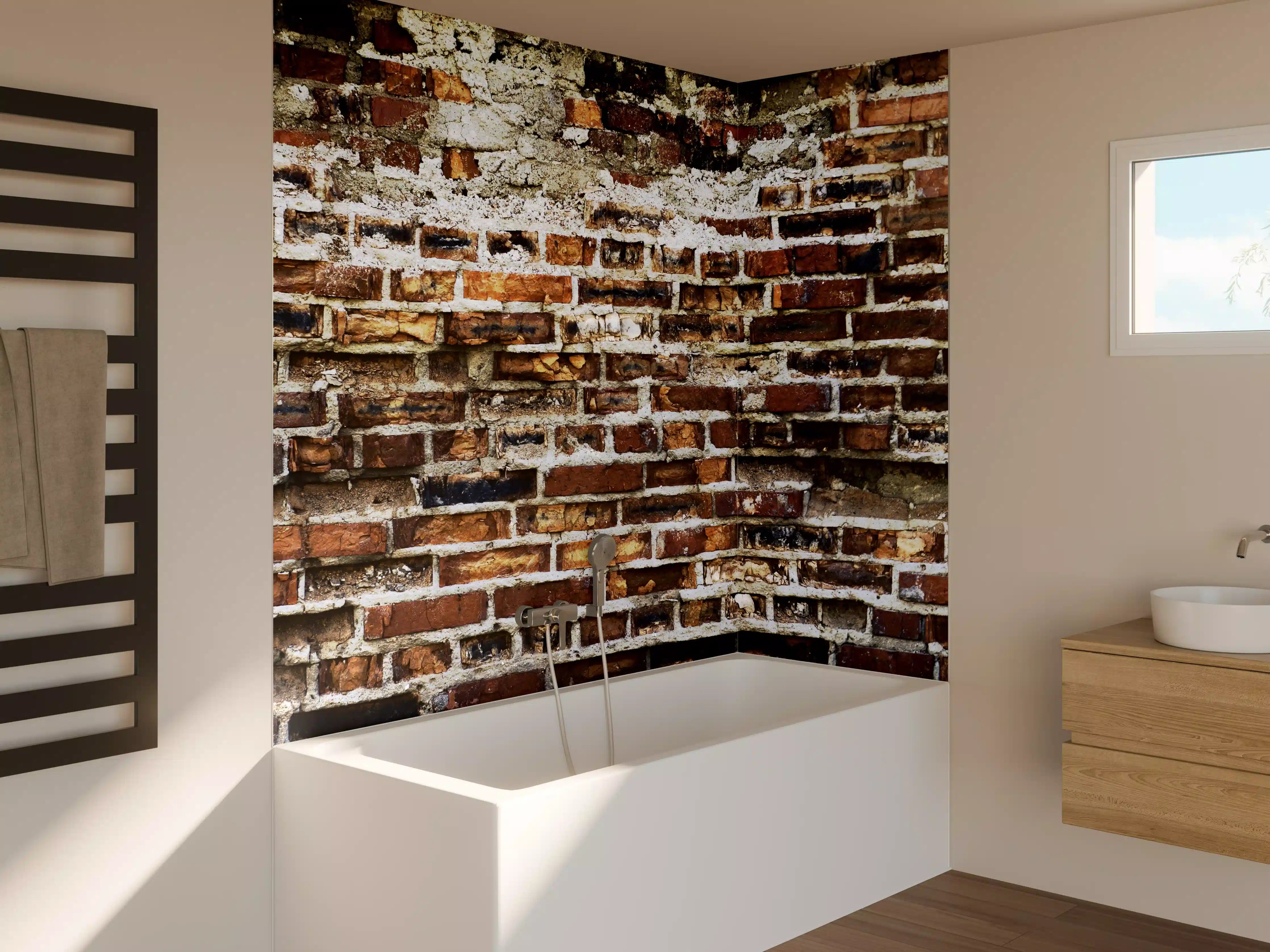 Badewannen-Rückwand - Rote Backsteinmauer Vintage
