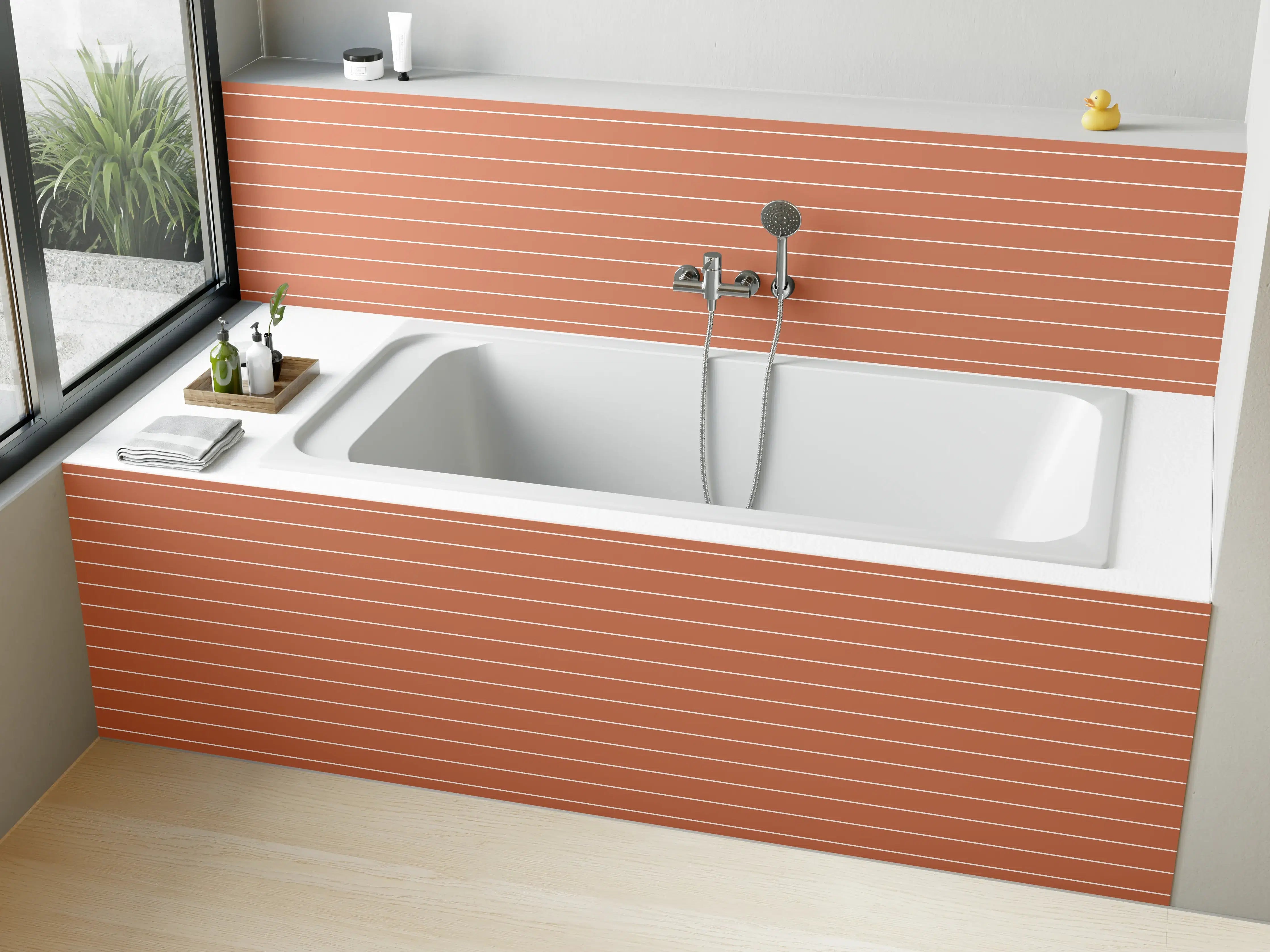 Badewannen-Rückwand - Rote Marmor-Textur mit feinen Linien